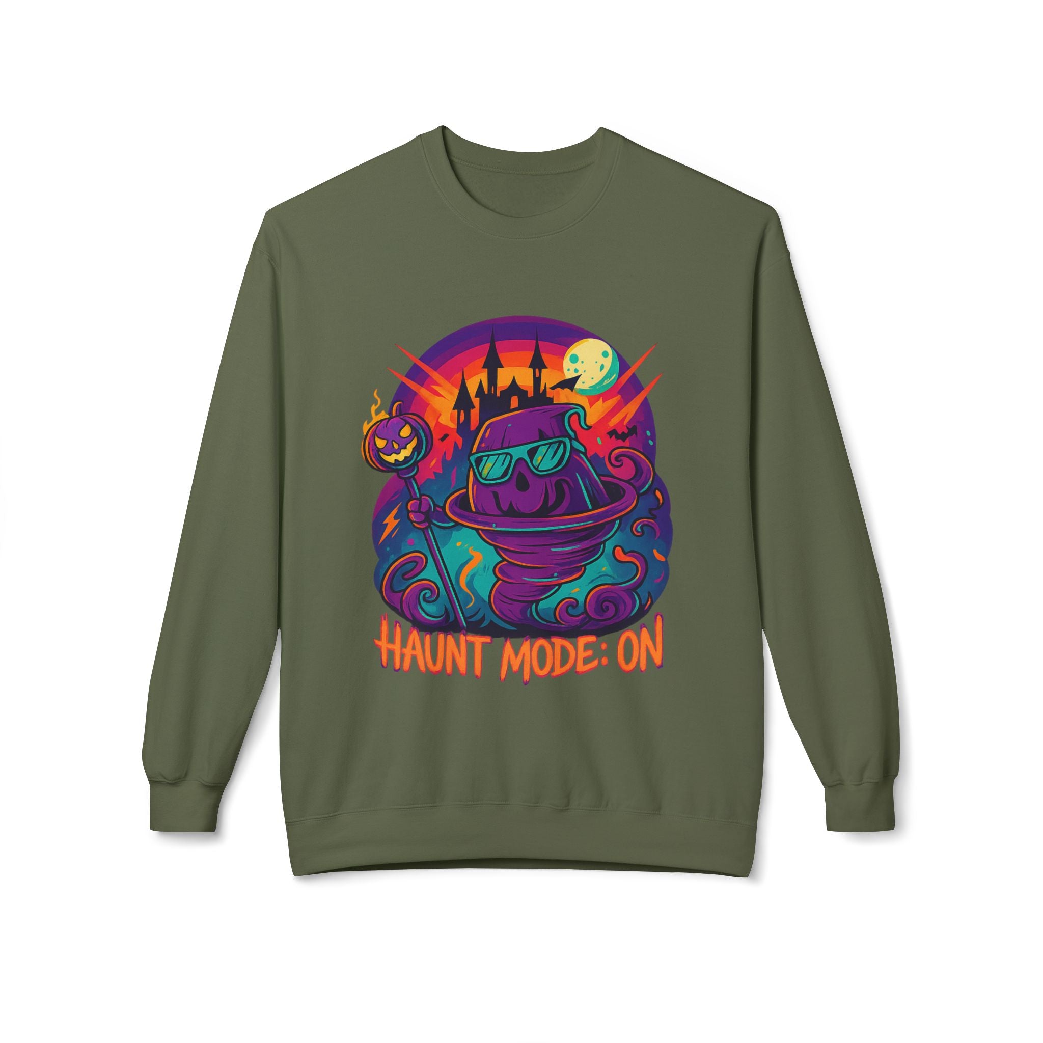 Haunt Mode ON 4 - Crewneck Unisex Sweatshirt - Cozy Halloween Apparel