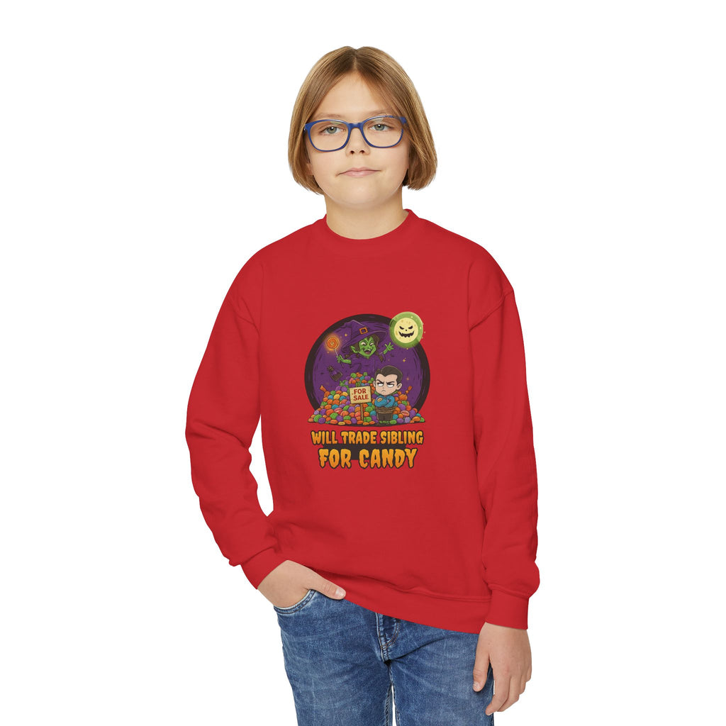 Will Trade Sibling for Candy 2, Fun Halloween Sweatshirt, Cute Kids Sweatshirt