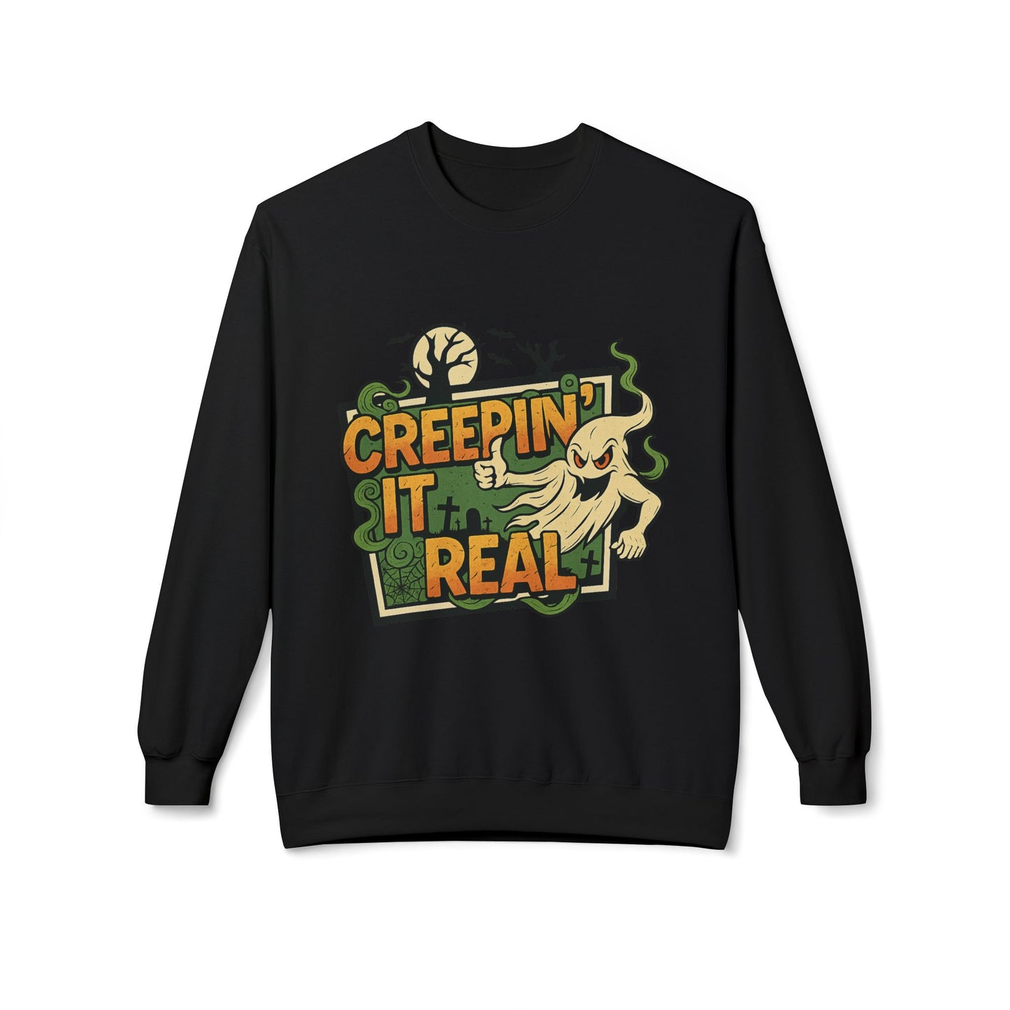 Creepin’ It Real 1- Crewneck Unisex Sweatshirt - Cozy Halloween Apparel