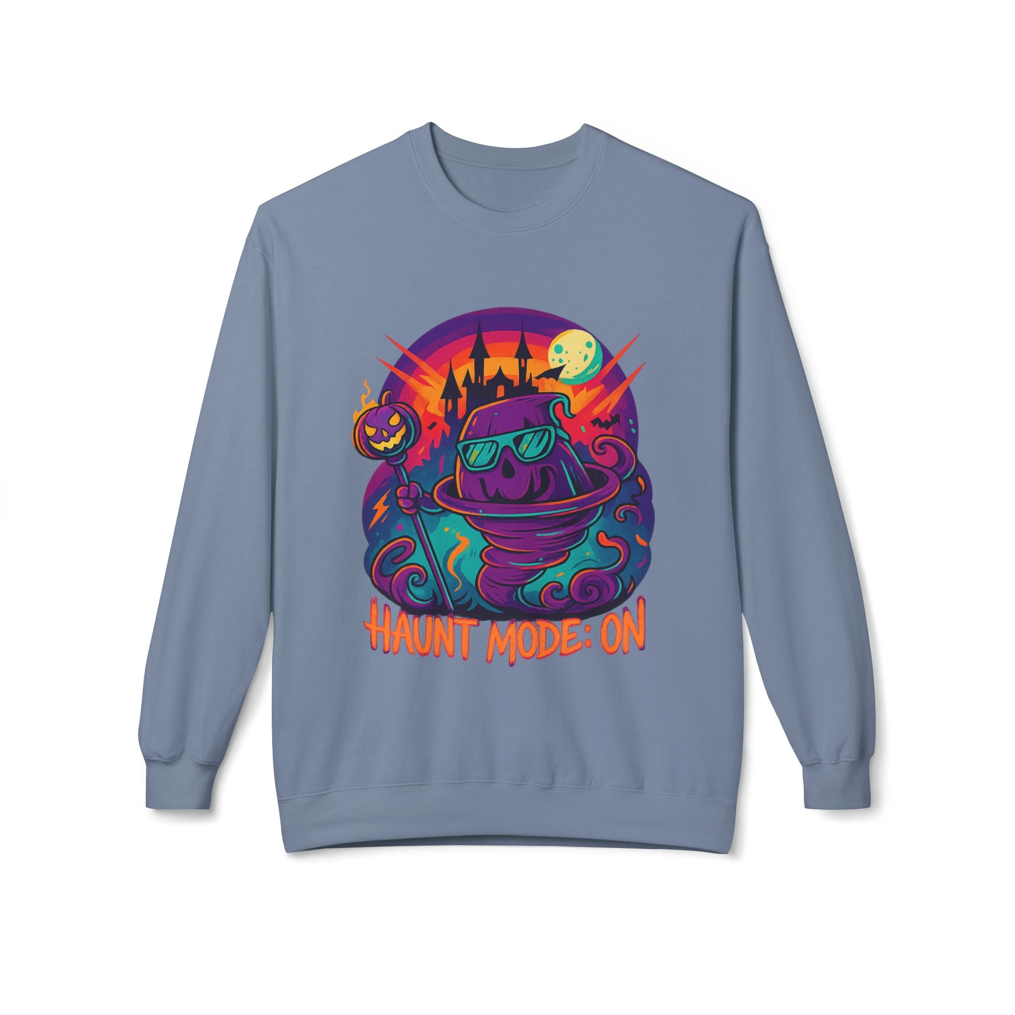 Haunt Mode ON 4 - Crewneck Unisex Sweatshirt - Cozy Halloween Apparel