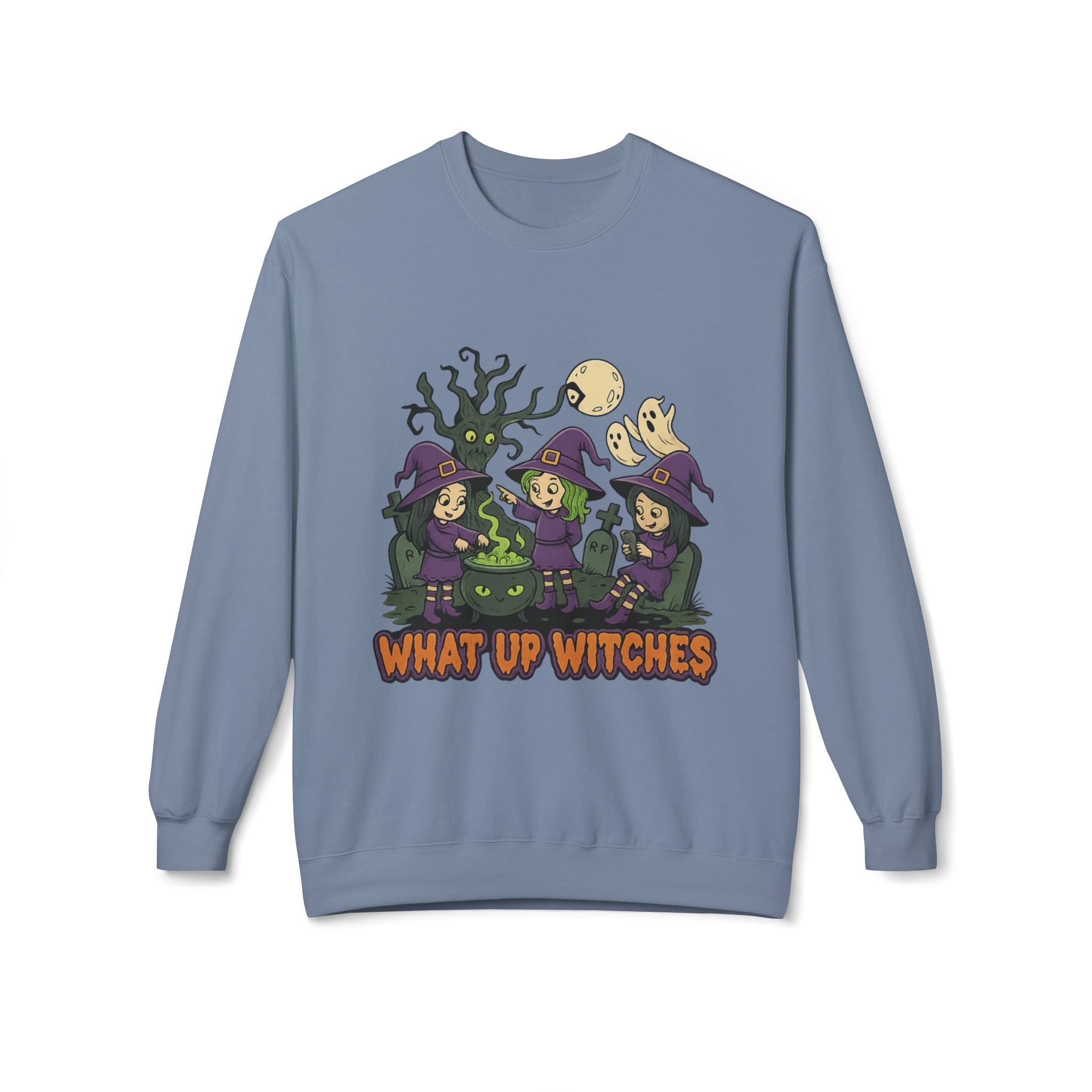 What Up Witches 2.1 - Crewneck Unisex Sweatshirt - Cozy Halloween Apparel