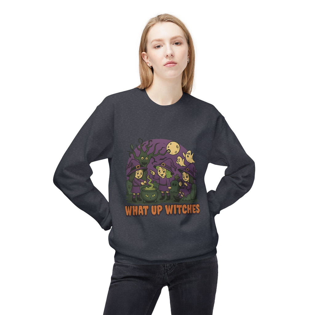 What Up Witches 2.2 - Crewneck Unisex Sweatshirt - Cozy Halloween Apparel
