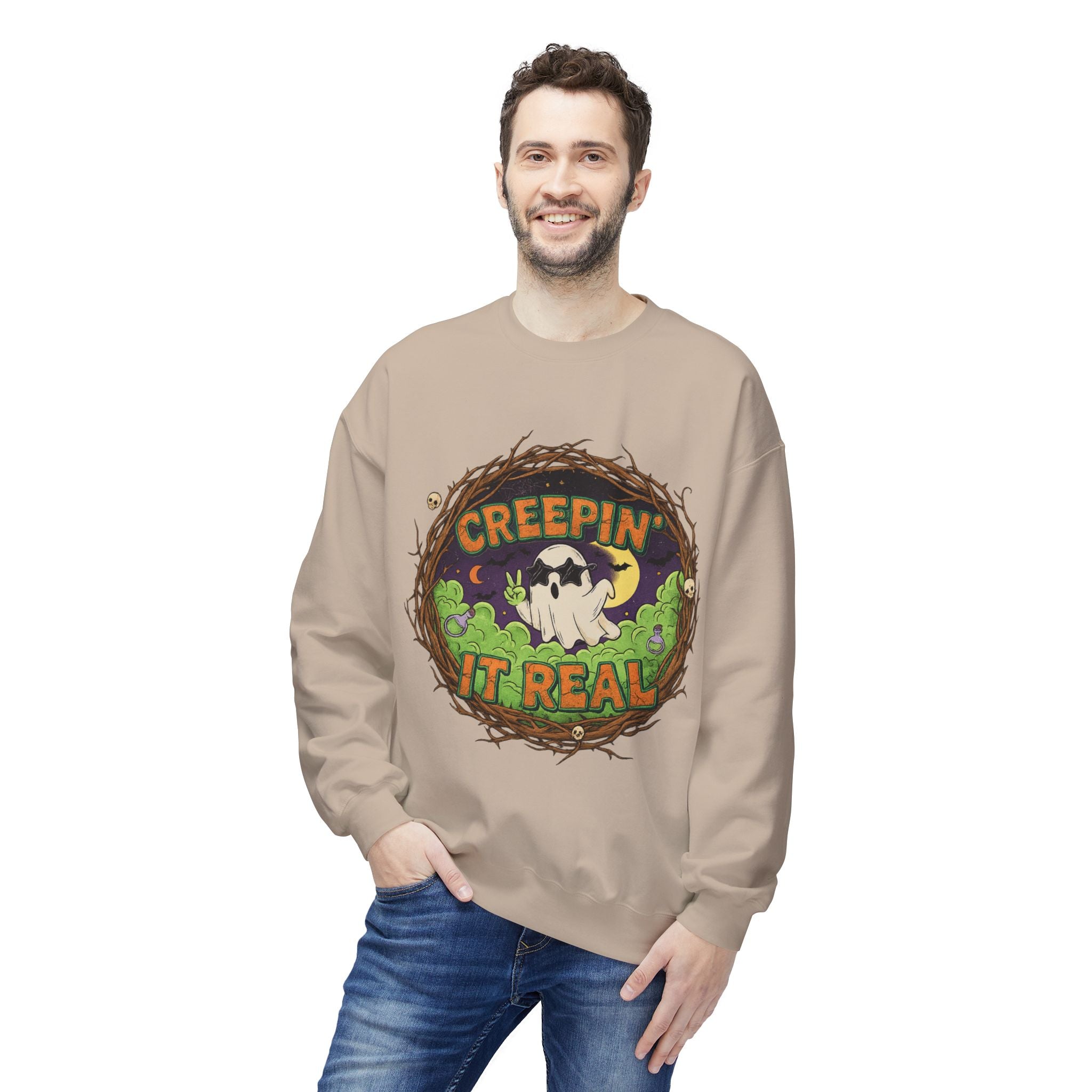 Creepin’ It Real 2 - Crewneck Unisex Sweatshirt - Cozy Halloween Apparel