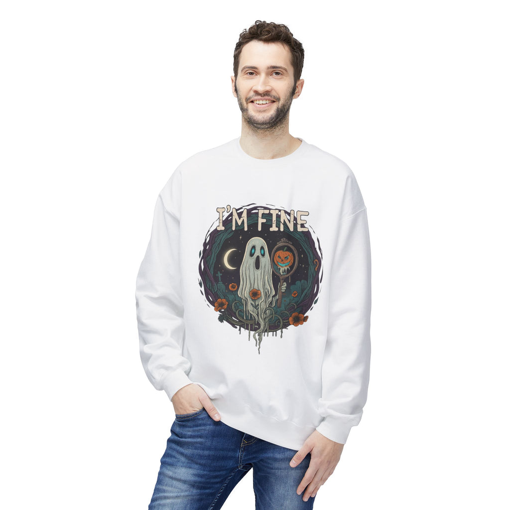 I'm Fine 2 - Crewneck Unisex Sweatshirt - Cozy Halloween Apparel