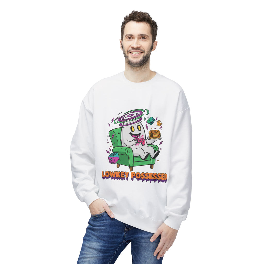 Lowkey Possessed 4 - Crewneck Unisex Sweatshirt - Cozy Halloween Apparel