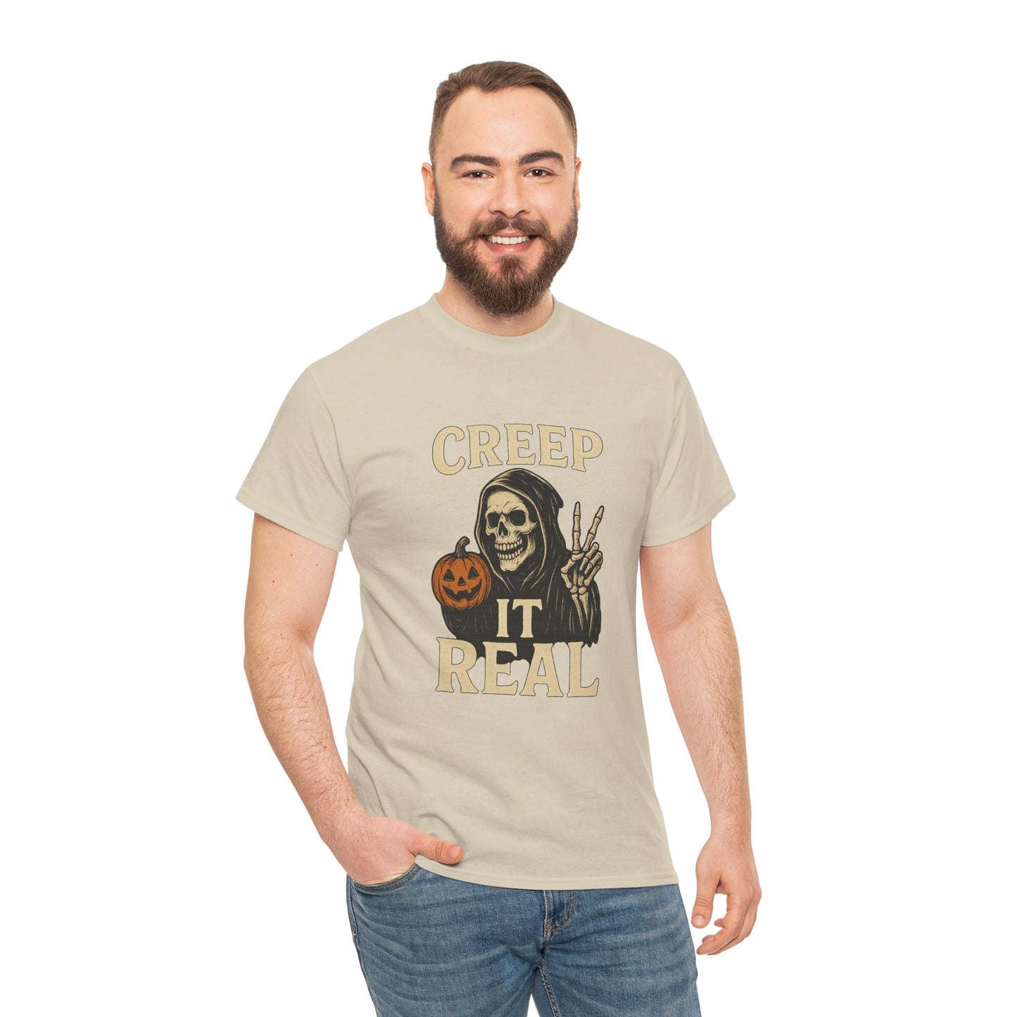 Creep It Real T-Shirt, Halloween Skull Graphic Tee, Unisex Cotton Shirt