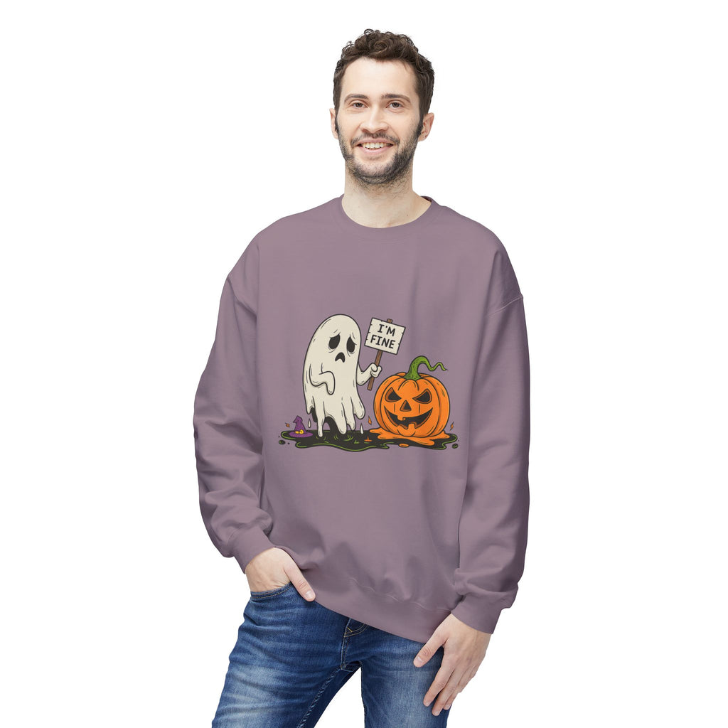 I'm Fine 1 - Crewneck Unisex Sweatshirt - Cozy Halloween Apparel