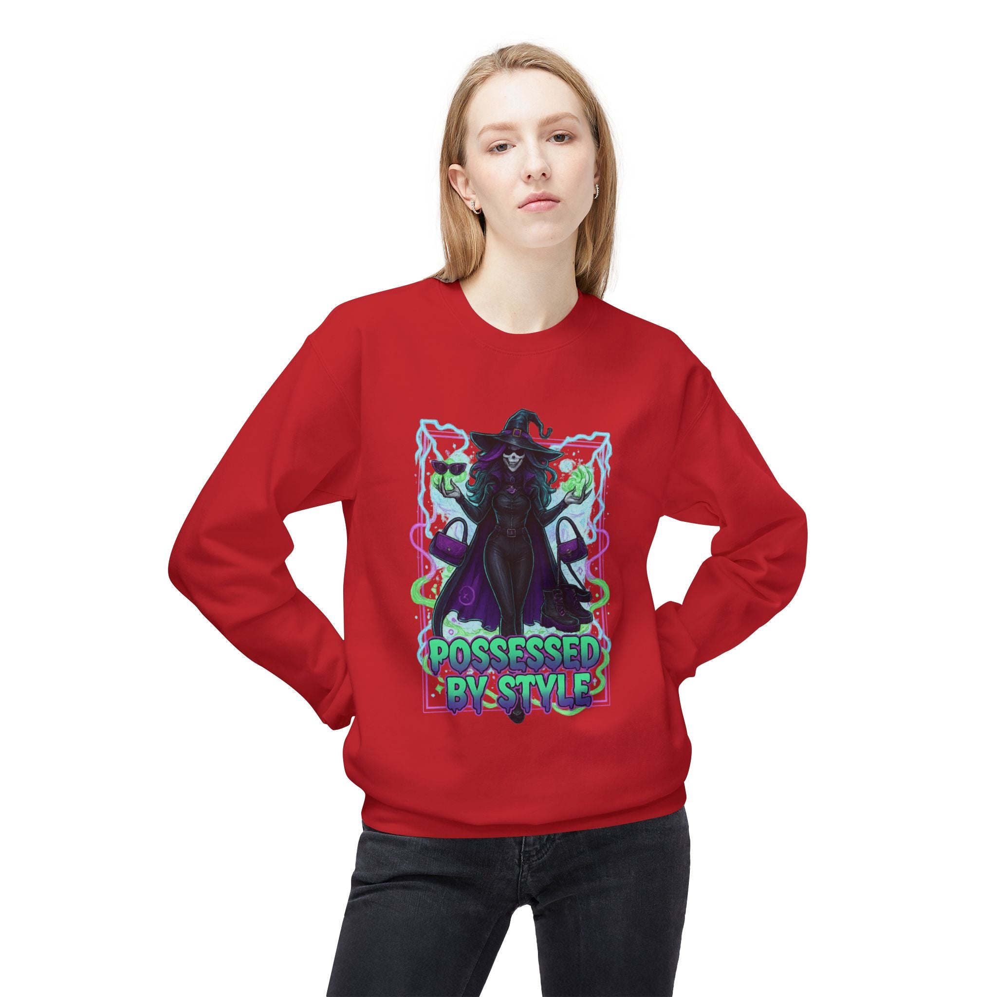 Possessed by Style 4 - Crewneck Unisex Sweatshirt - Cozy Halloween Apparel