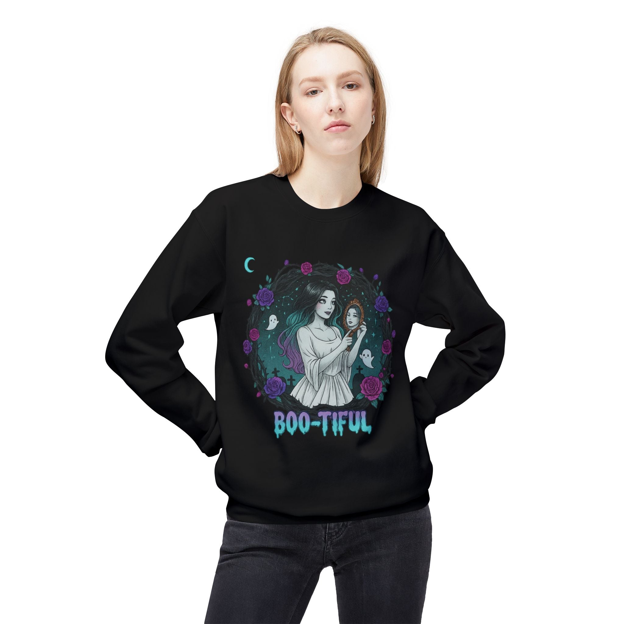 Boo-tiful 4.1 - Gothic Witch Crewneck Unisex Sweatshirt - Cozy Halloween Apparel