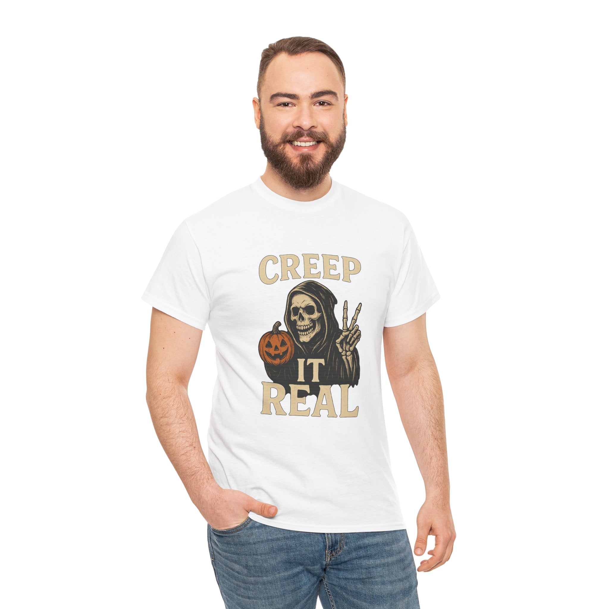 Creep It Real T-Shirt, Halloween Skull Graphic Tee, Unisex Cotton Shirt