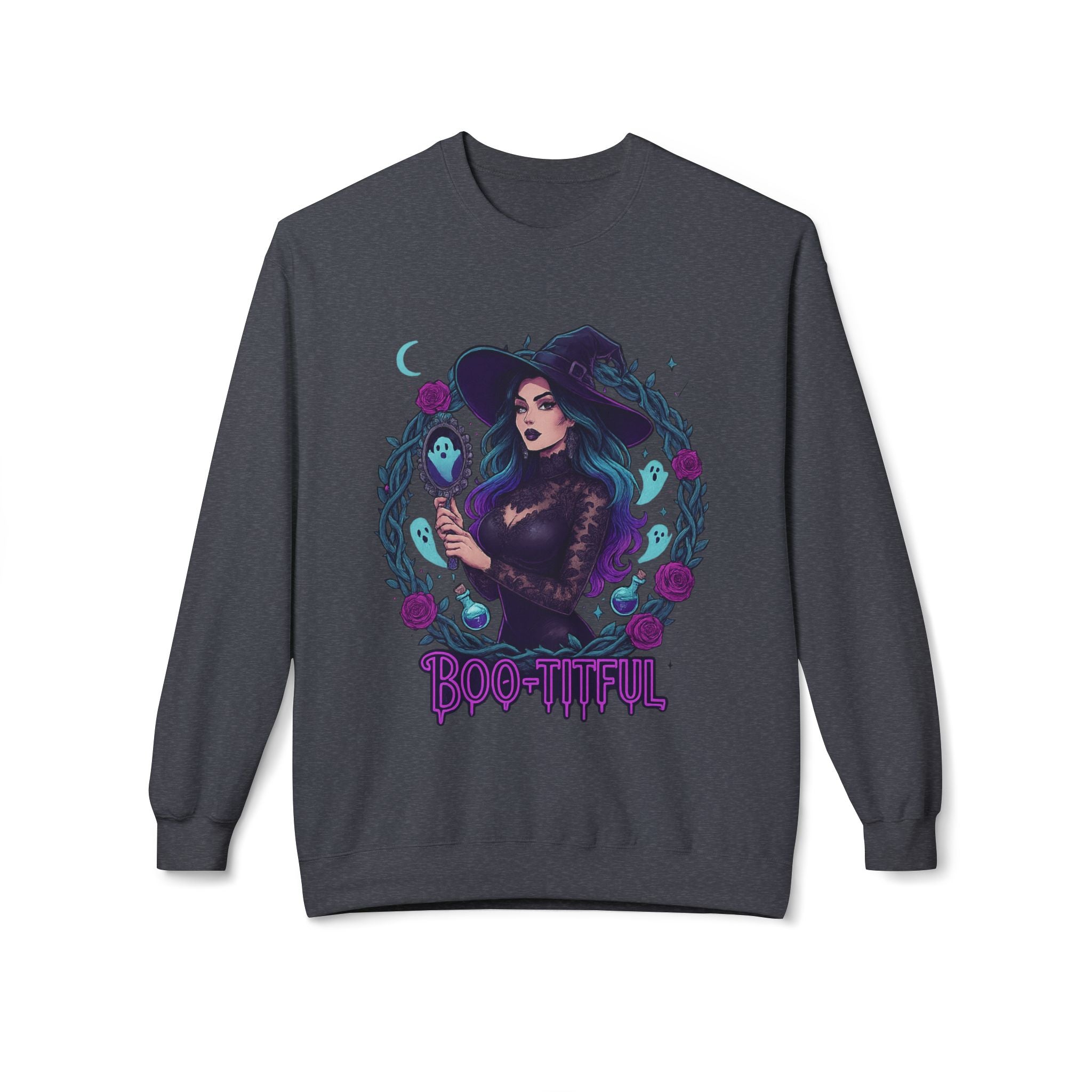 Boo-tiful - Gothic Witch Crewneck Unisex Sweatshirt - Cozy Halloween Apparel