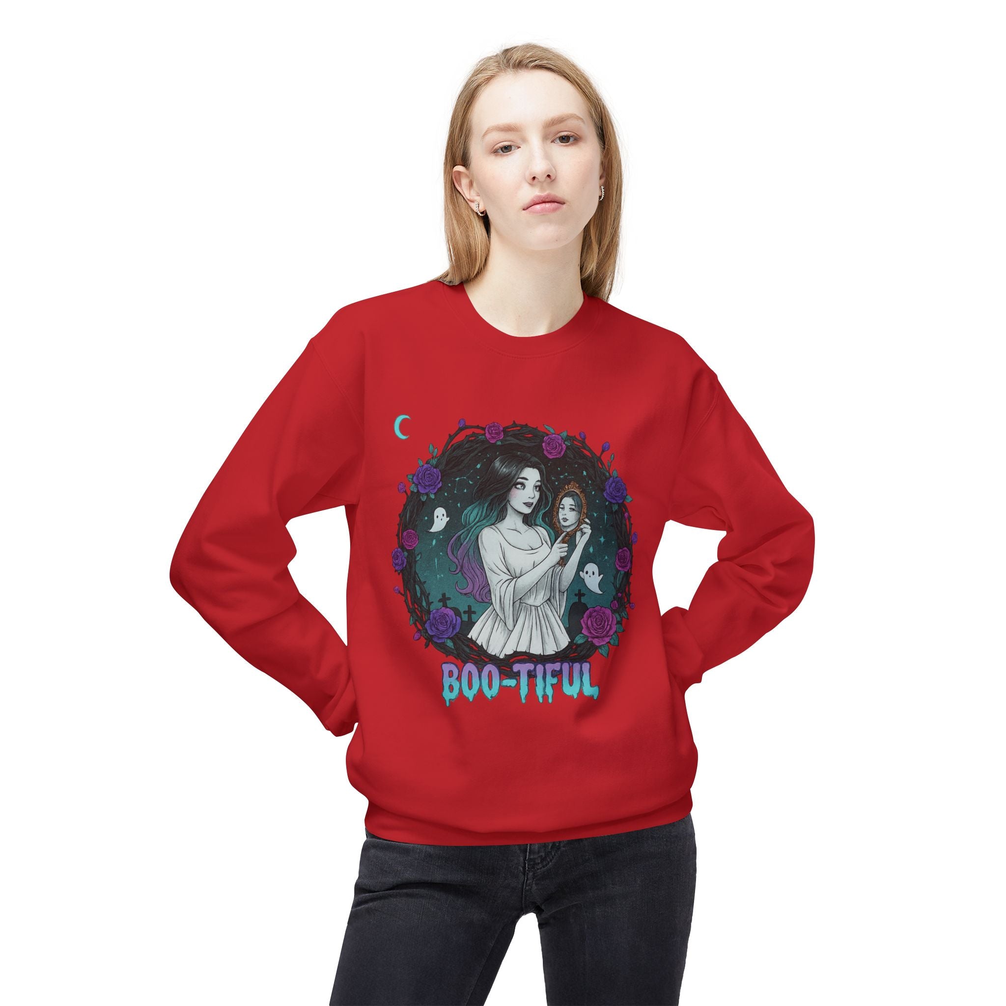Boo-tiful 4.1 - Gothic Witch Crewneck Unisex Sweatshirt - Cozy Halloween Apparel
