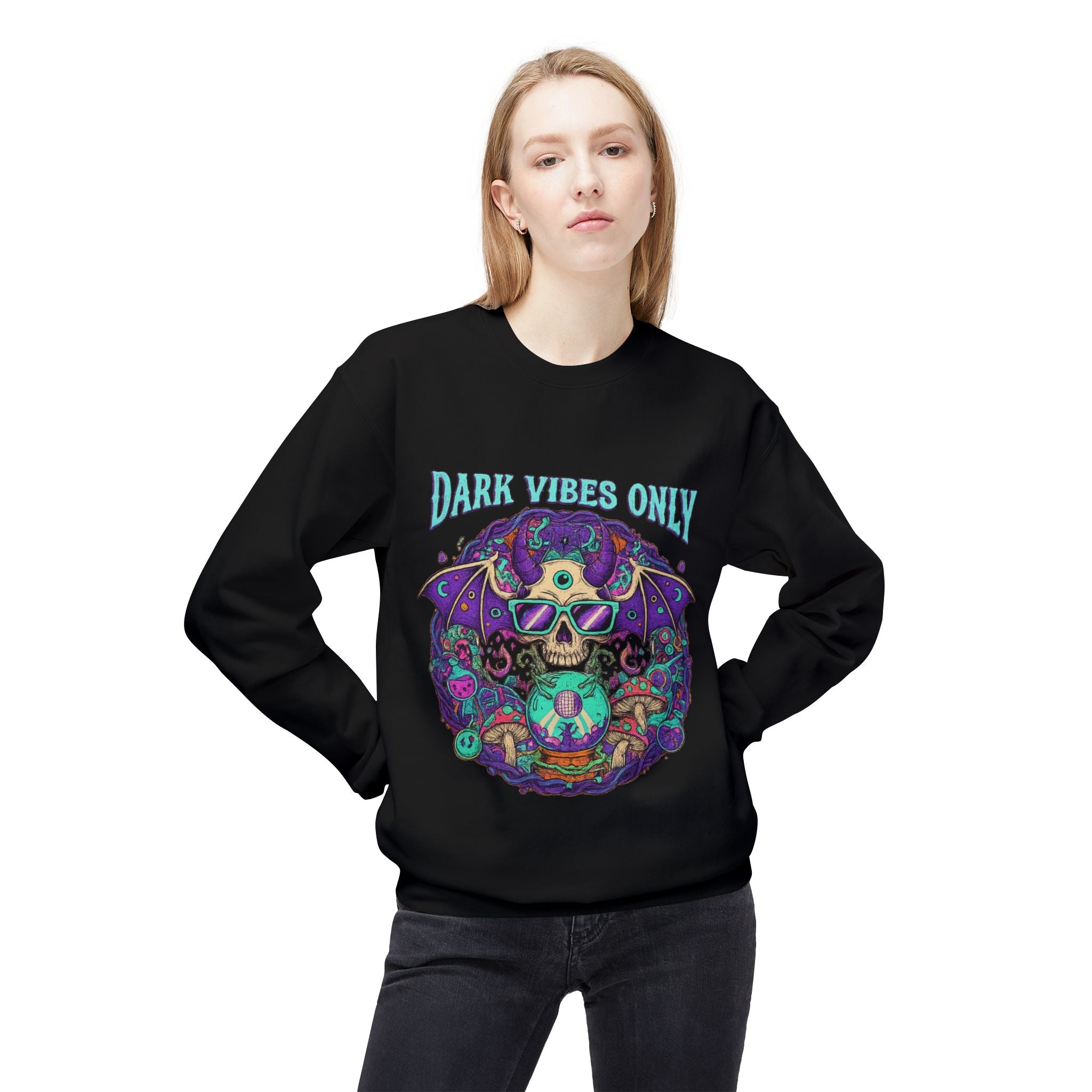 Dark Vibes Only 2 - Crewneck Unisex Sweatshirt - Cozy Halloween Apparel