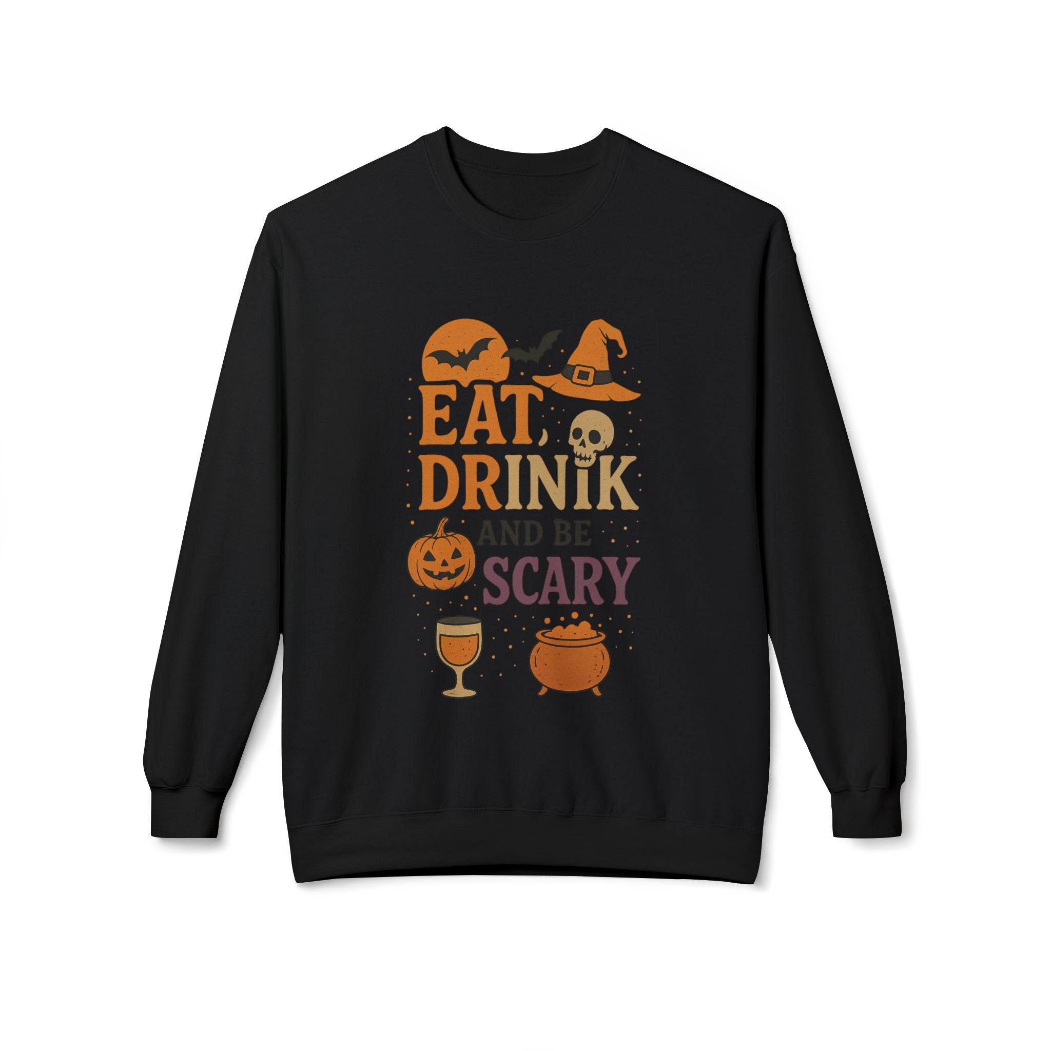 Eat, Drink, and Be Scary 1 - Crewneck Unisex Sweatshirt - Cozy Halloween Apparel