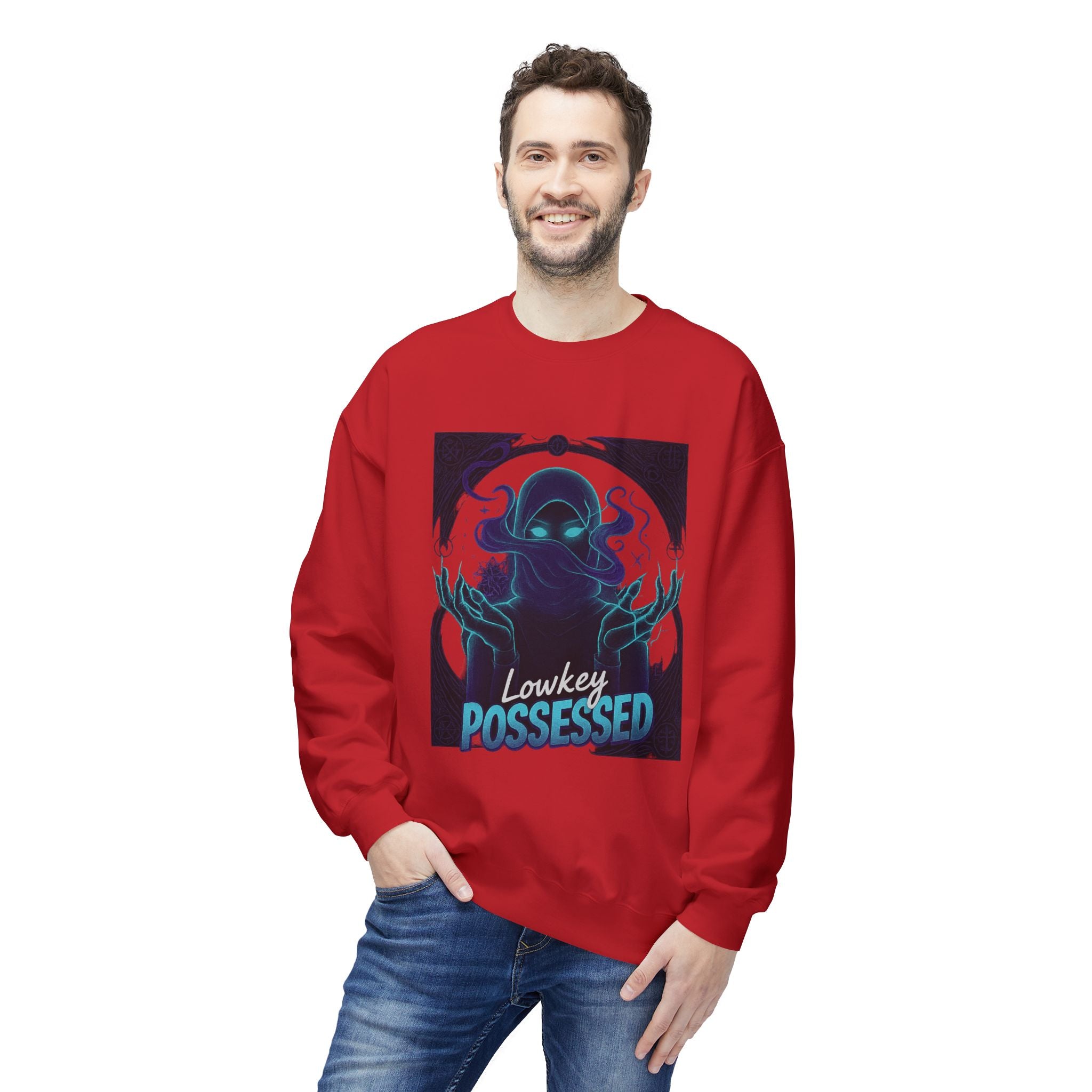 Lowkey Possessed 3 - Crewneck Unisex Sweatshirt - Cozy Halloween Apparel