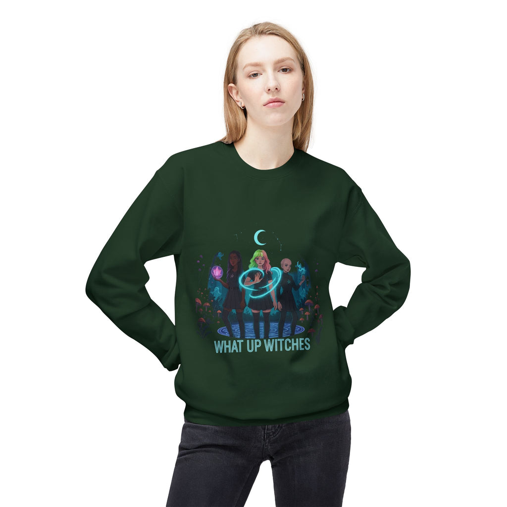 What Up Witches 3 - Crewneck Unisex Sweatshirt - Cozy Halloween Apparel