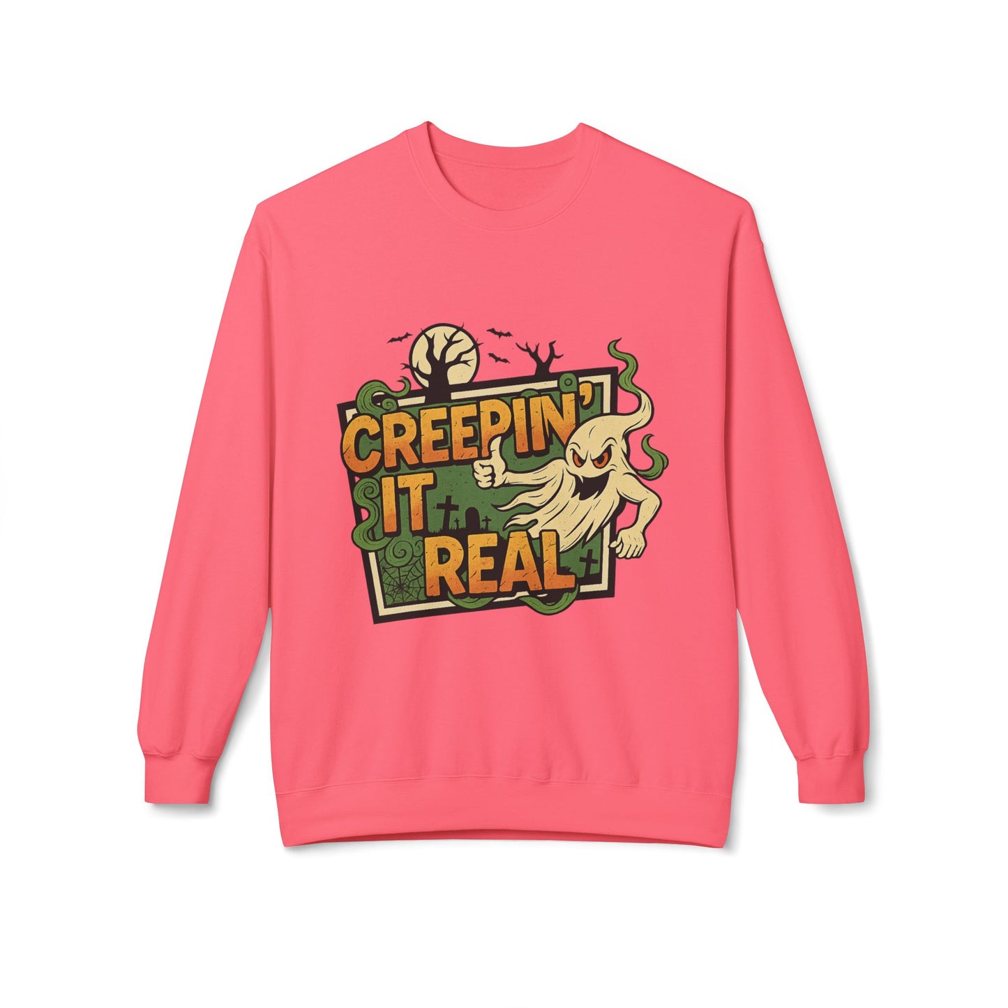 Creepin’ It Real 1- Crewneck Unisex Sweatshirt - Cozy Halloween Apparel