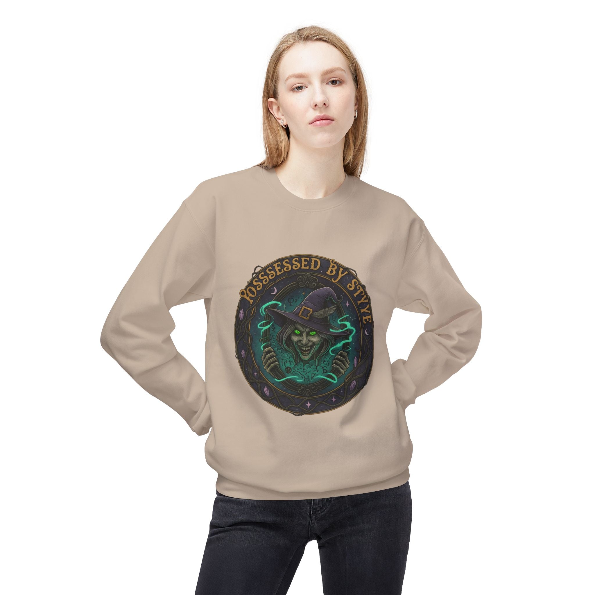Possessed by Style 3 - Crewneck Unisex Sweatshirt - Cozy Halloween Apparel