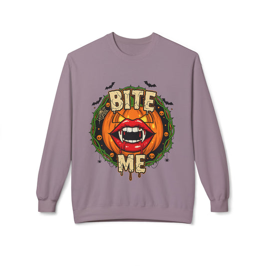 Bite Me 1 - Gothic Witch Crewneck Unisex Sweatshirt - Cozy Halloween Apparel