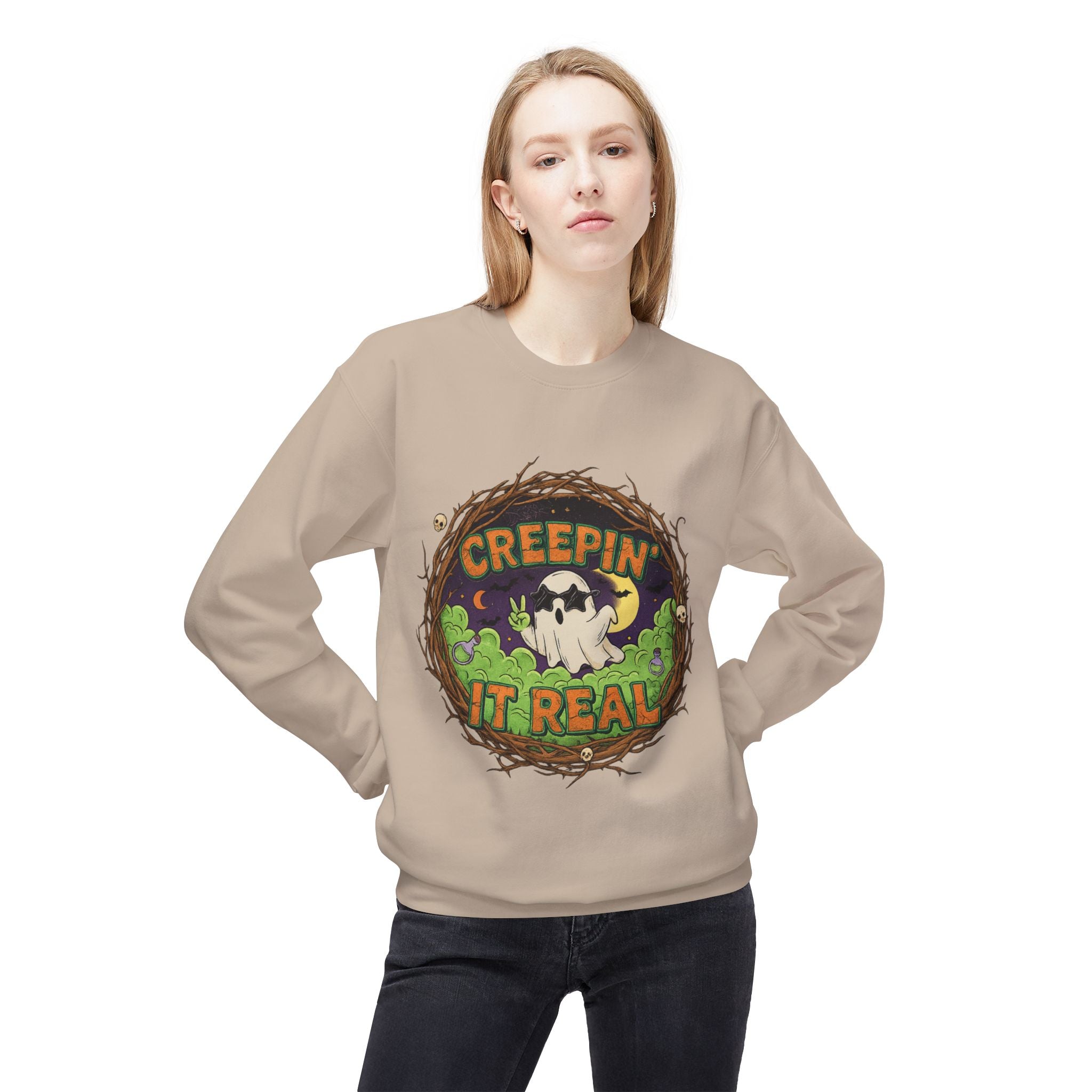 Creepin’ It Real 2 - Crewneck Unisex Sweatshirt - Cozy Halloween Apparel