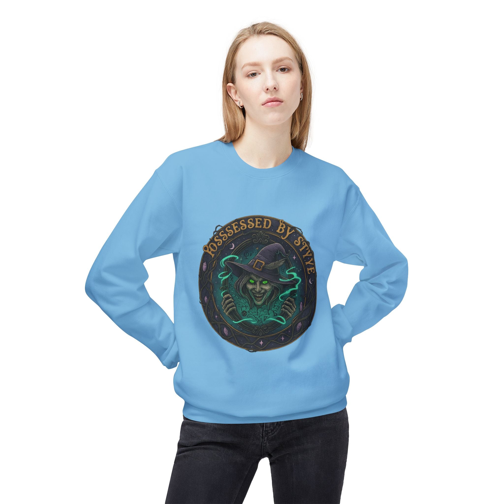 Possessed by Style 3 - Crewneck Unisex Sweatshirt - Cozy Halloween Apparel