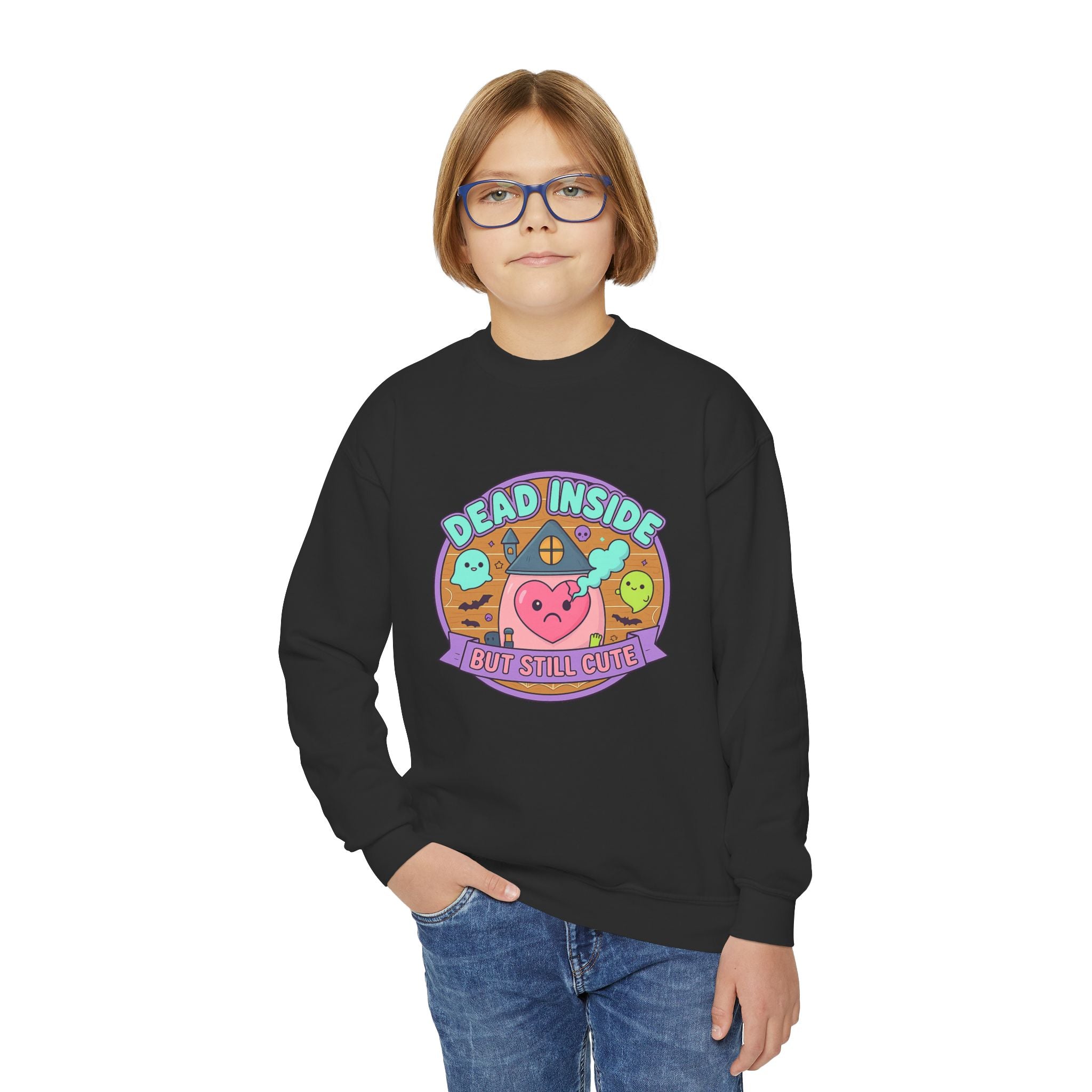 KIDS 'Dead Inside But Still Cute' Design 1, Funny Teen Apparel, Cute Sweatshirt, Unique Gift for Kids,