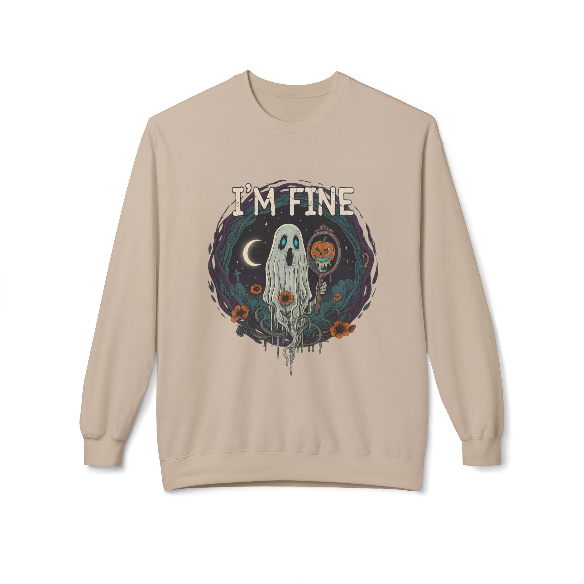 I'm Fine 2 - Crewneck Unisex Sweatshirt - Cozy Halloween Apparel