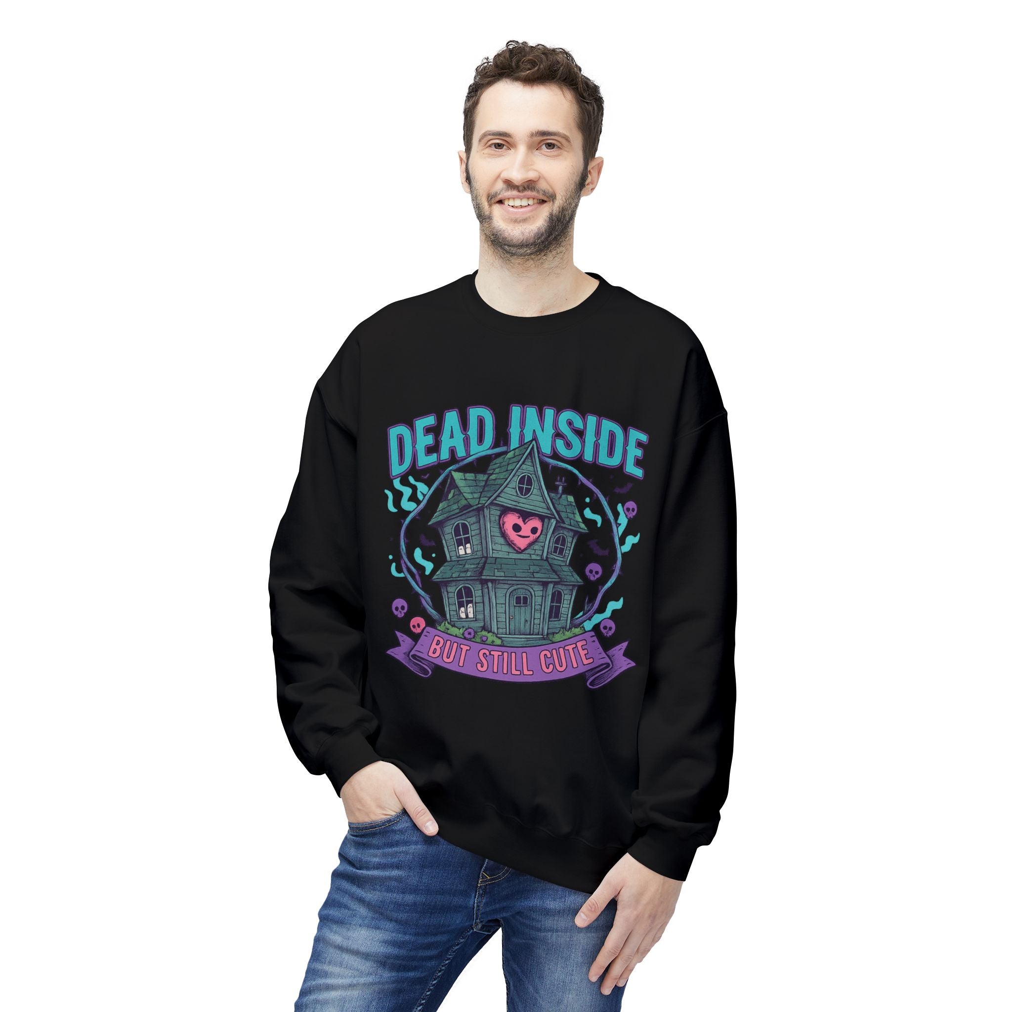 Dead Inside, But Still Cute 2 - Crewneck Unisex Sweatshirt - Cozy Halloween Apparel
