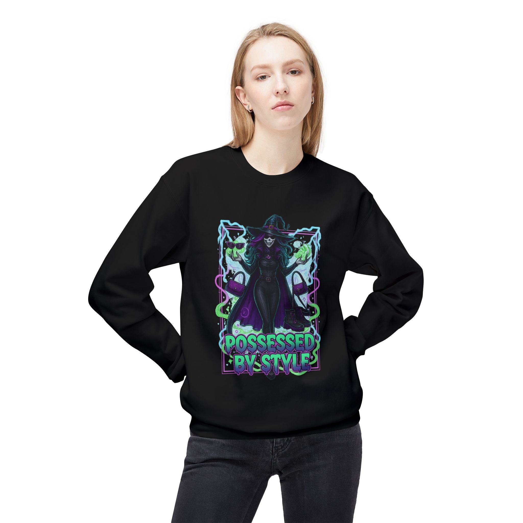 Possessed by Style 4 - Crewneck Unisex Sweatshirt - Cozy Halloween Apparel