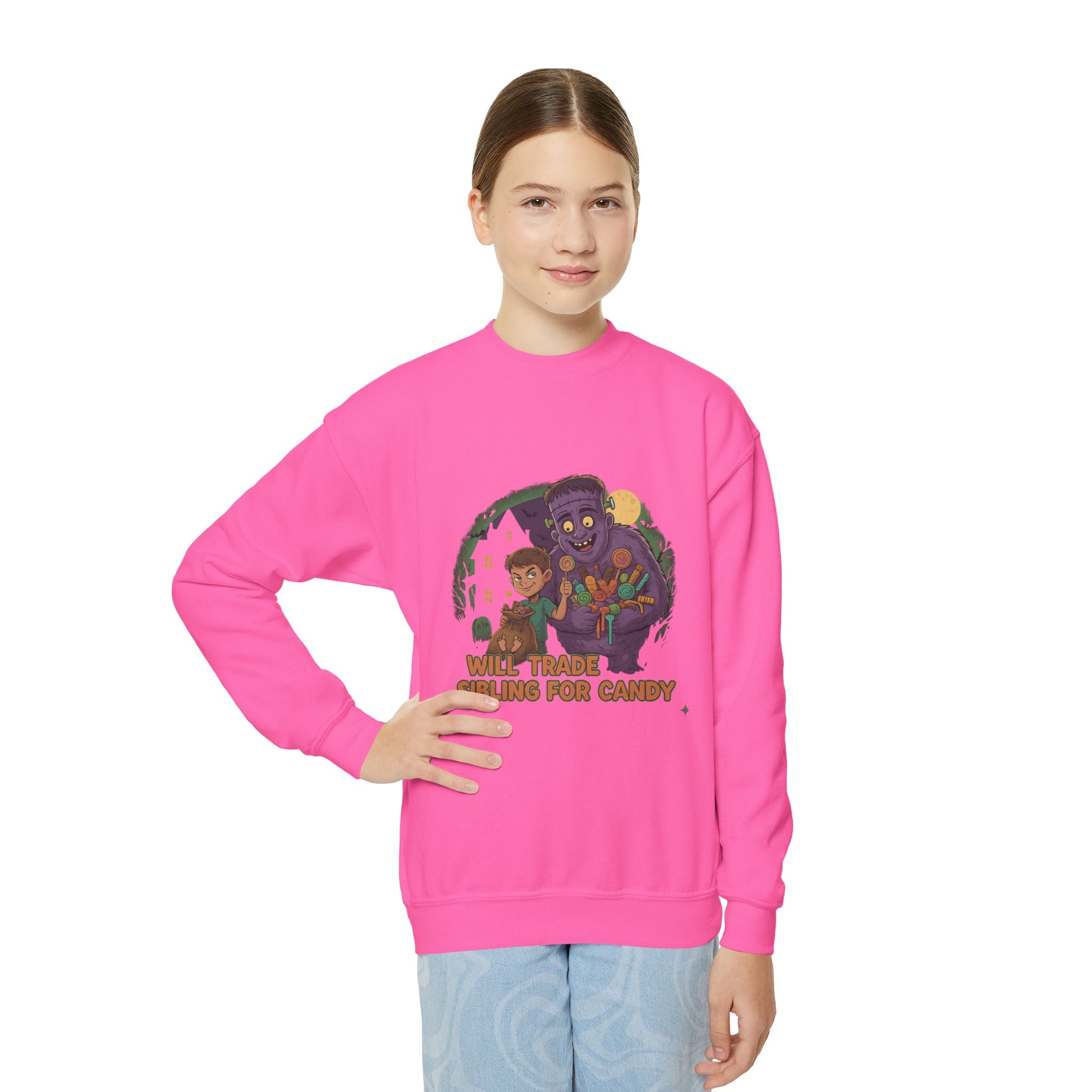 Will Trade Sibling for Candy 1 , Funny Teen Apparel, Cute Sweatshirt, Unique Gift for Kids,
