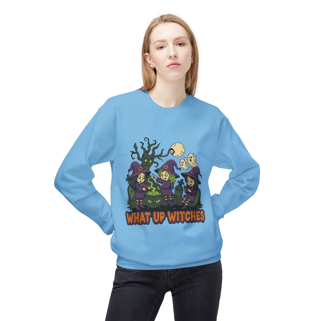 What Up Witches 2.1 - Crewneck Unisex Sweatshirt - Cozy Halloween Apparel