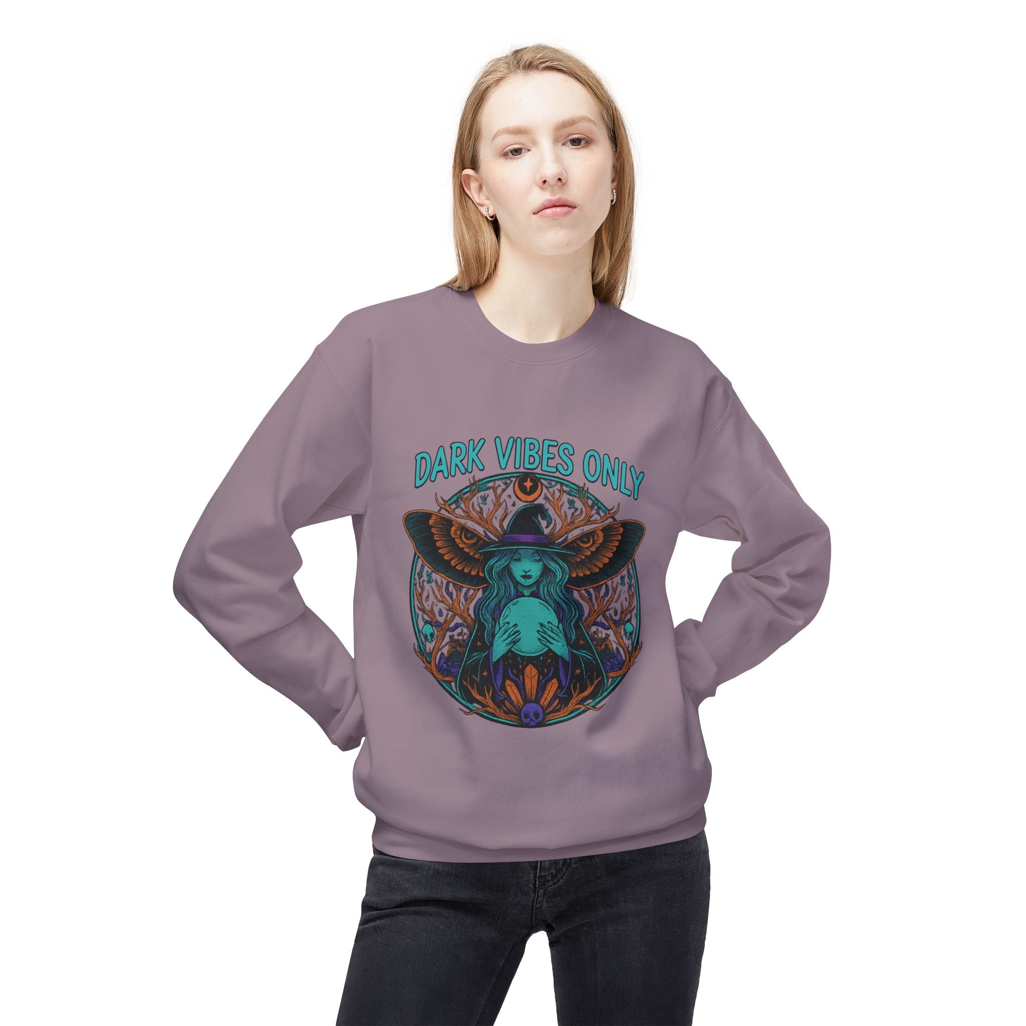 Dark Vibes Only 1 - Crewneck Unisex Sweatshirt - Cozy Halloween Apparel