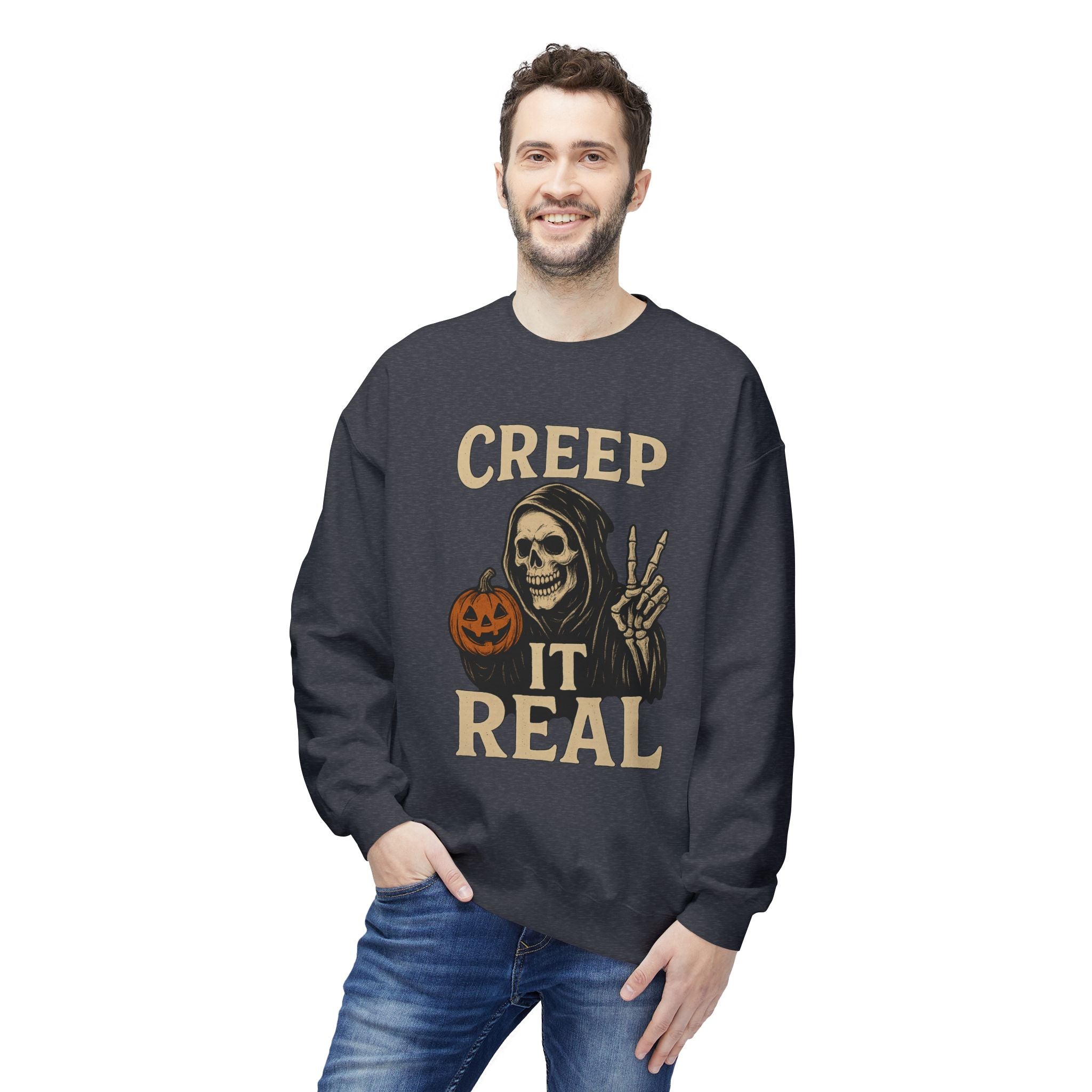 Creep It Real 1 - Crewneck Unisex Sweatshirt - Cozy Halloween Apparel