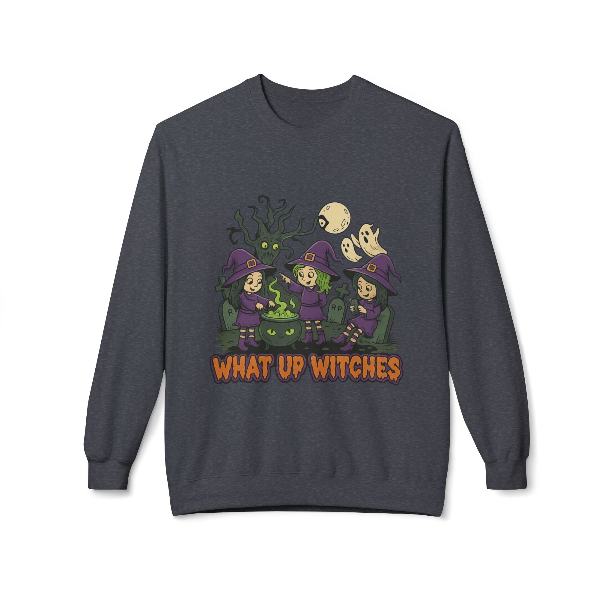 What Up Witches 2.1 - Crewneck Unisex Sweatshirt - Cozy Halloween Apparel