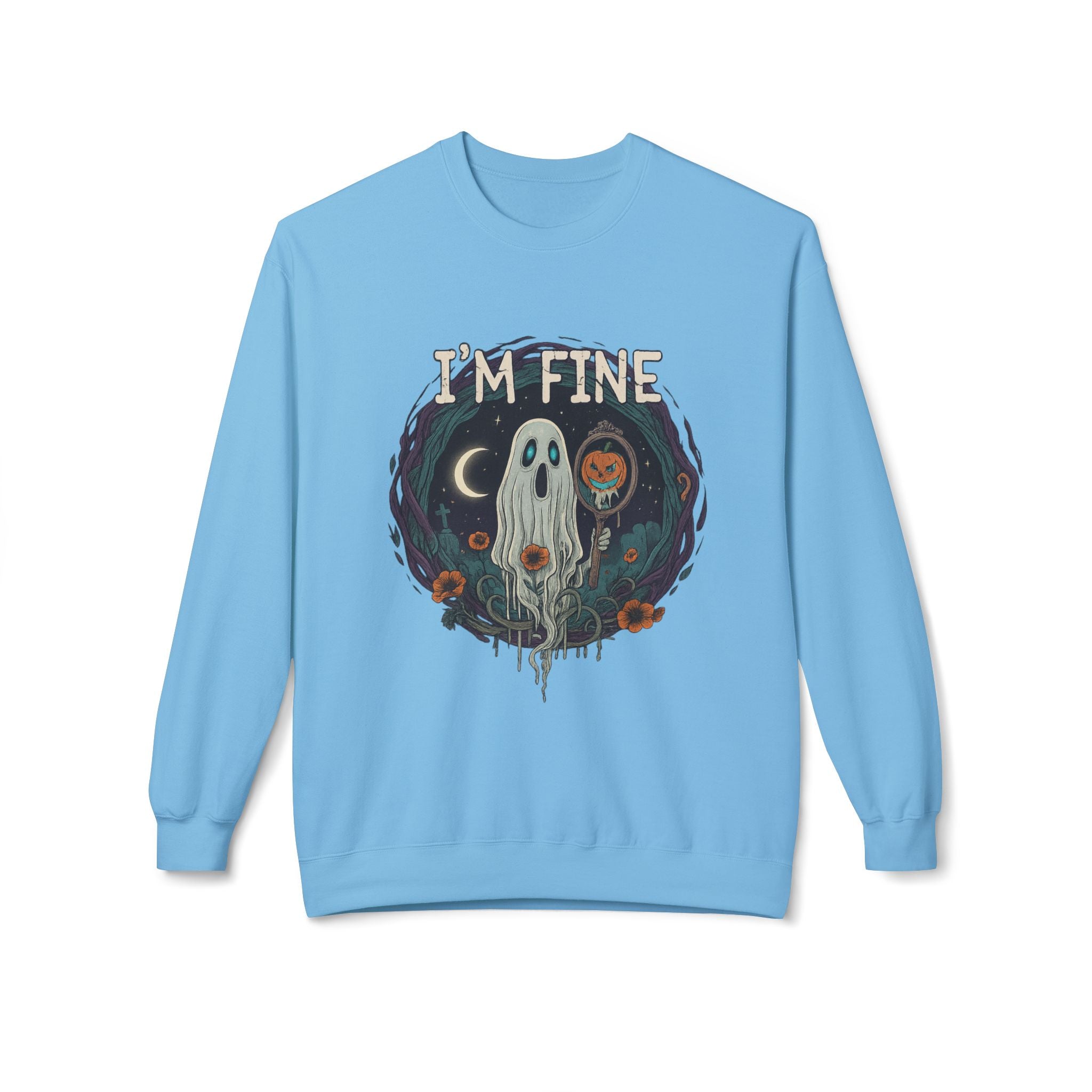 I'm Fine 2 - Crewneck Unisex Sweatshirt - Cozy Halloween Apparel