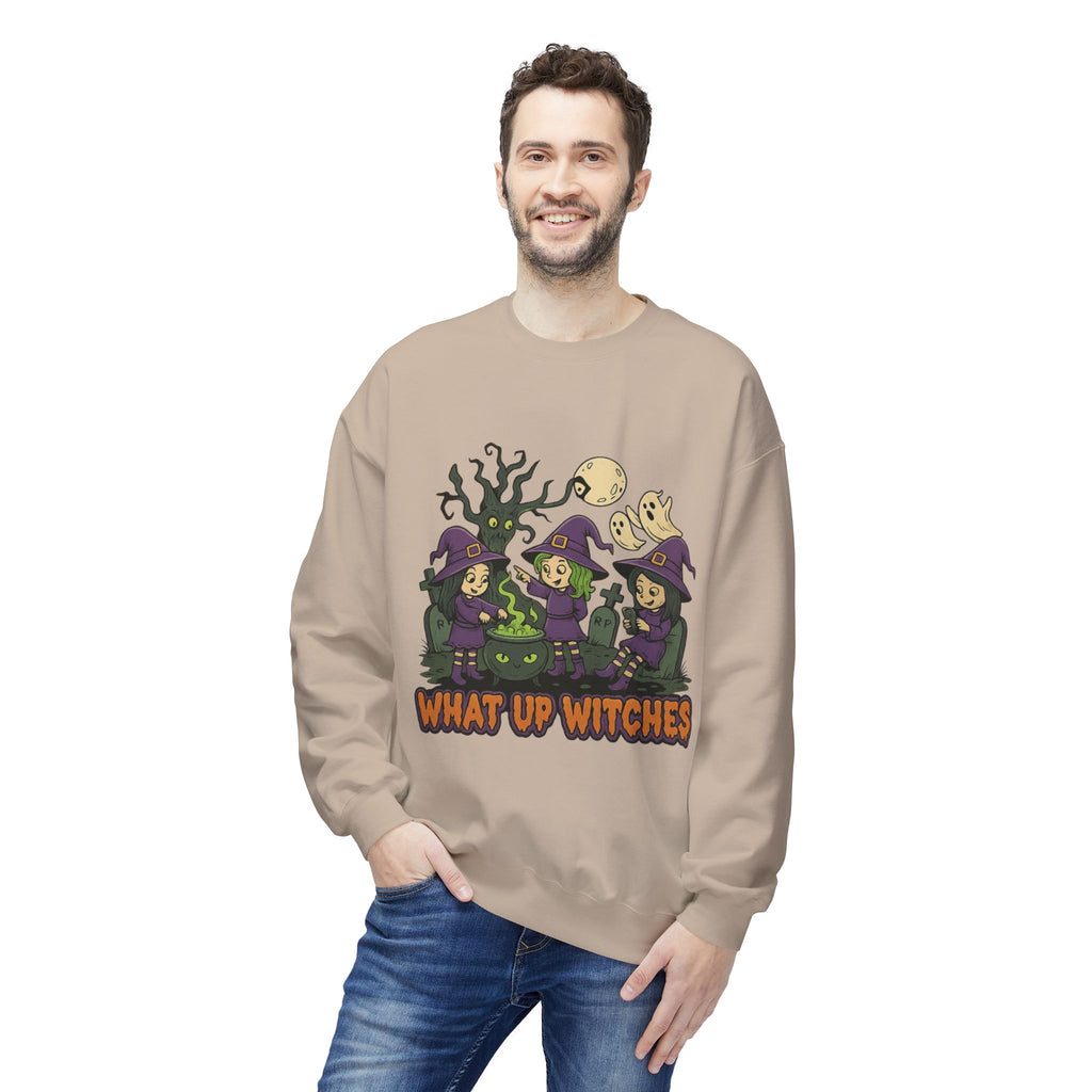 What Up Witches 2.1 - Crewneck Unisex Sweatshirt - Cozy Halloween Apparel