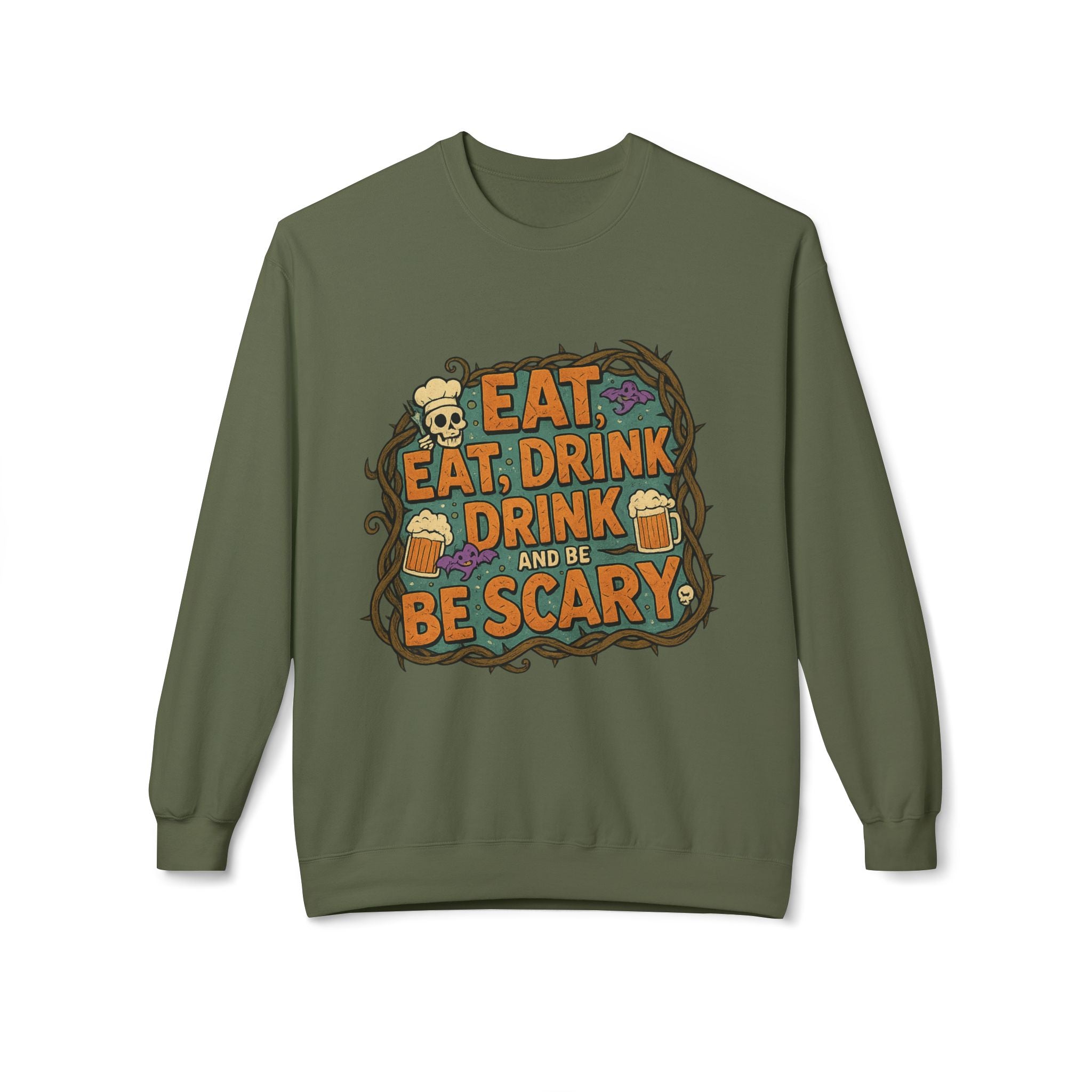 Eat, Drink, and Be Scary 2 - Crewneck Unisex Sweatshirt - Cozy Halloween Apparel