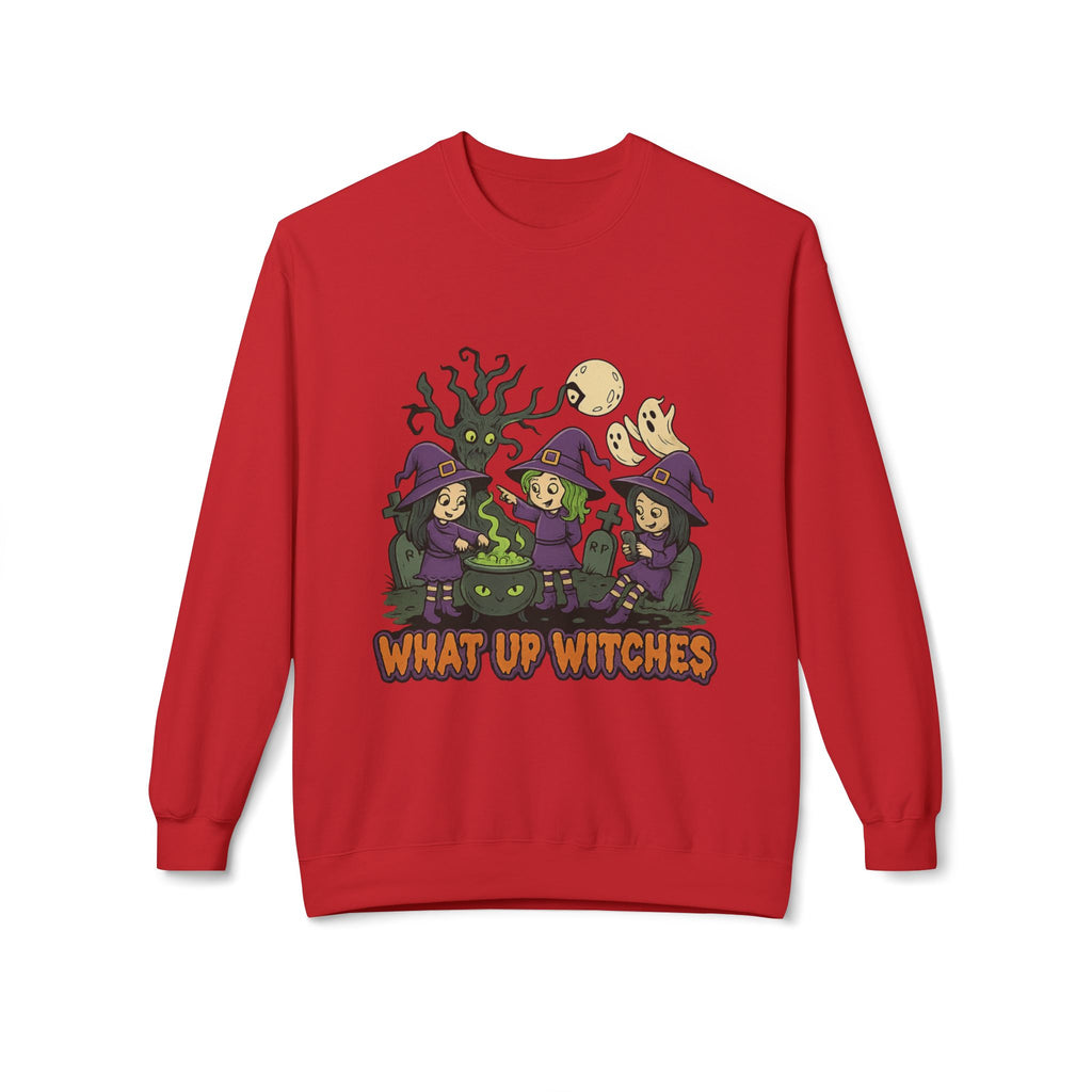 What Up Witches 2.1 - Crewneck Unisex Sweatshirt - Cozy Halloween Apparel