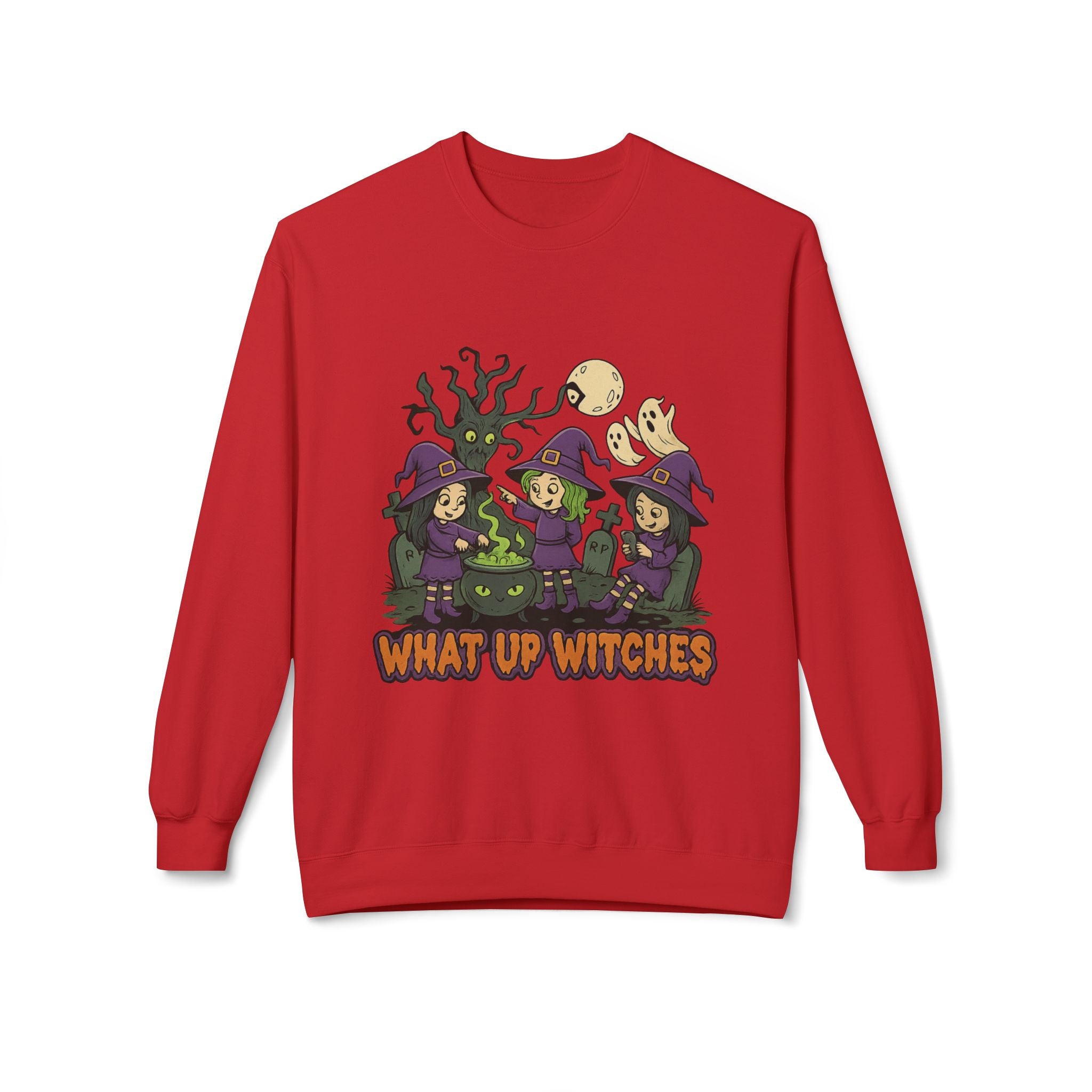 What Up Witches 2.1 - Crewneck Unisex Sweatshirt - Cozy Halloween Apparel