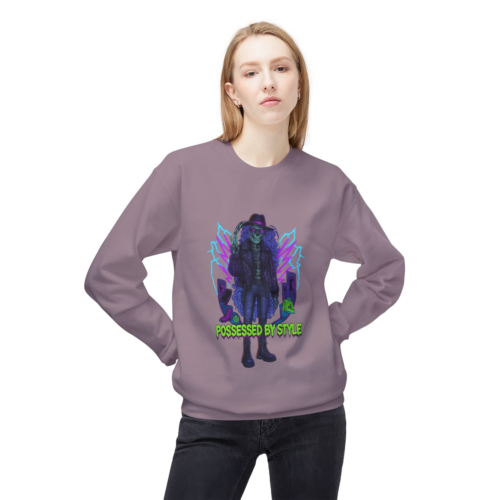 Possessed by Style 1 - Crewneck Unisex Sweatshirt - Cozy Halloween Apparel
