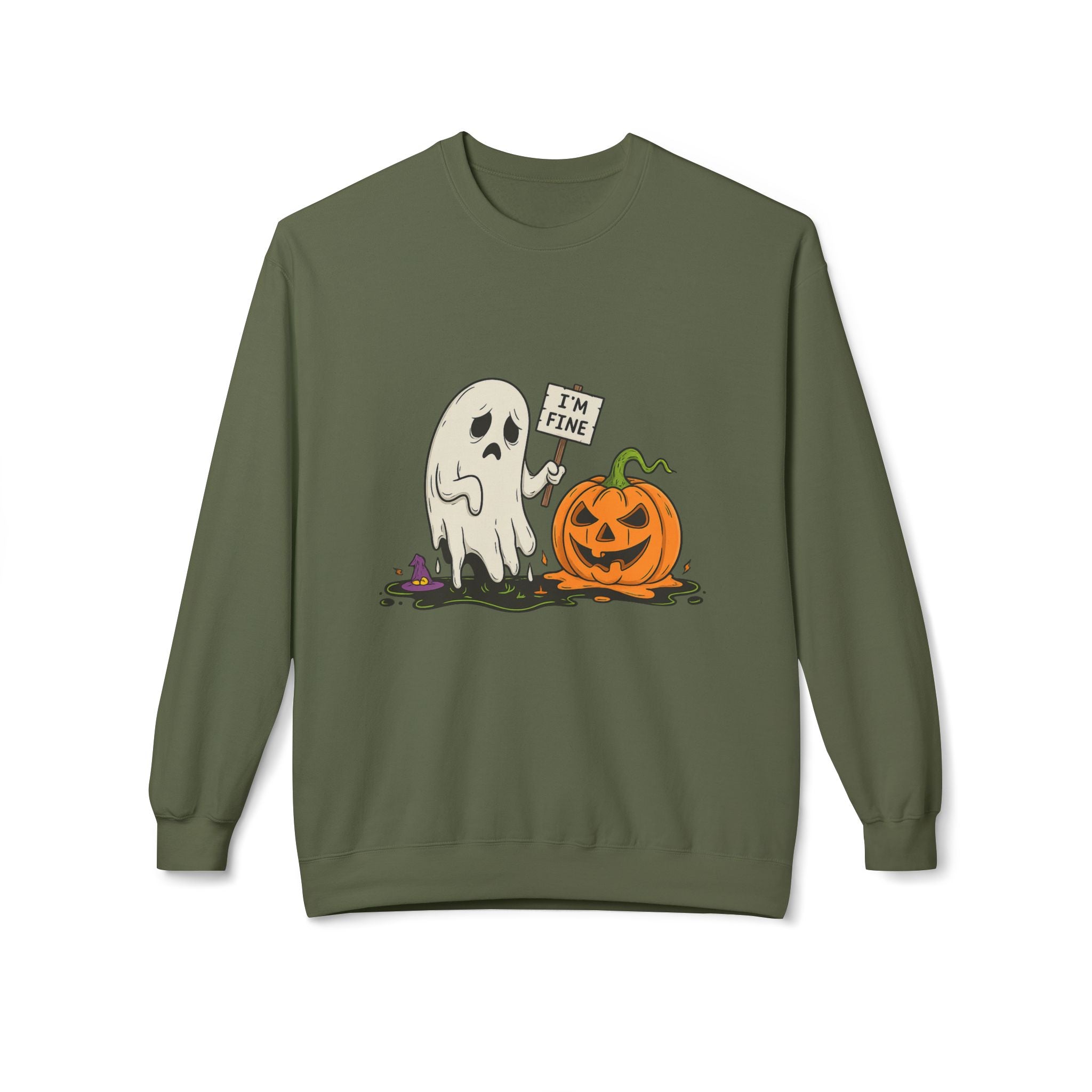 I'm Fine 1 - Crewneck Unisex Sweatshirt - Cozy Halloween Apparel