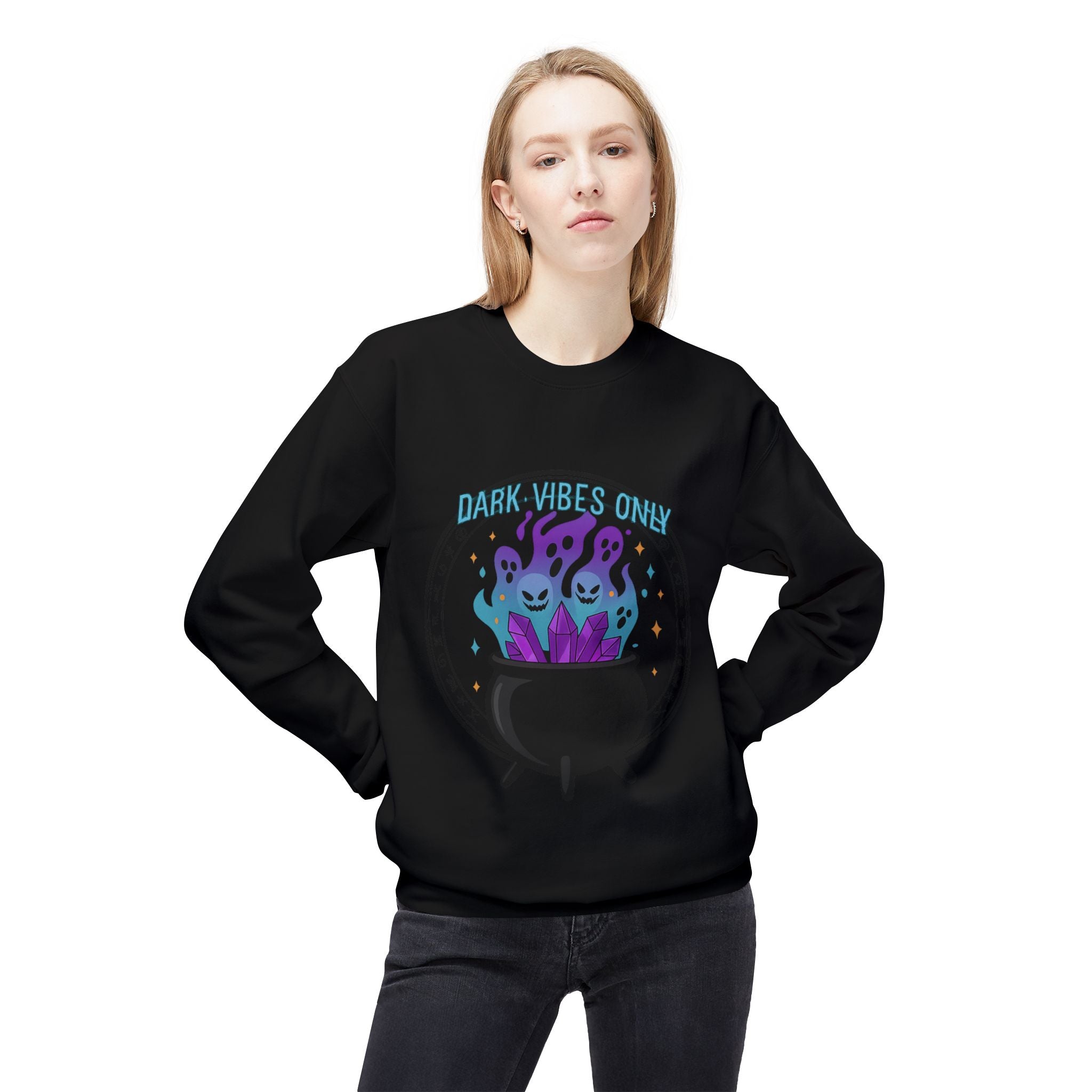 Dark Vibes Only 3.2 - Crewneck Unisex Sweatshirt - Cozy Halloween Apparel