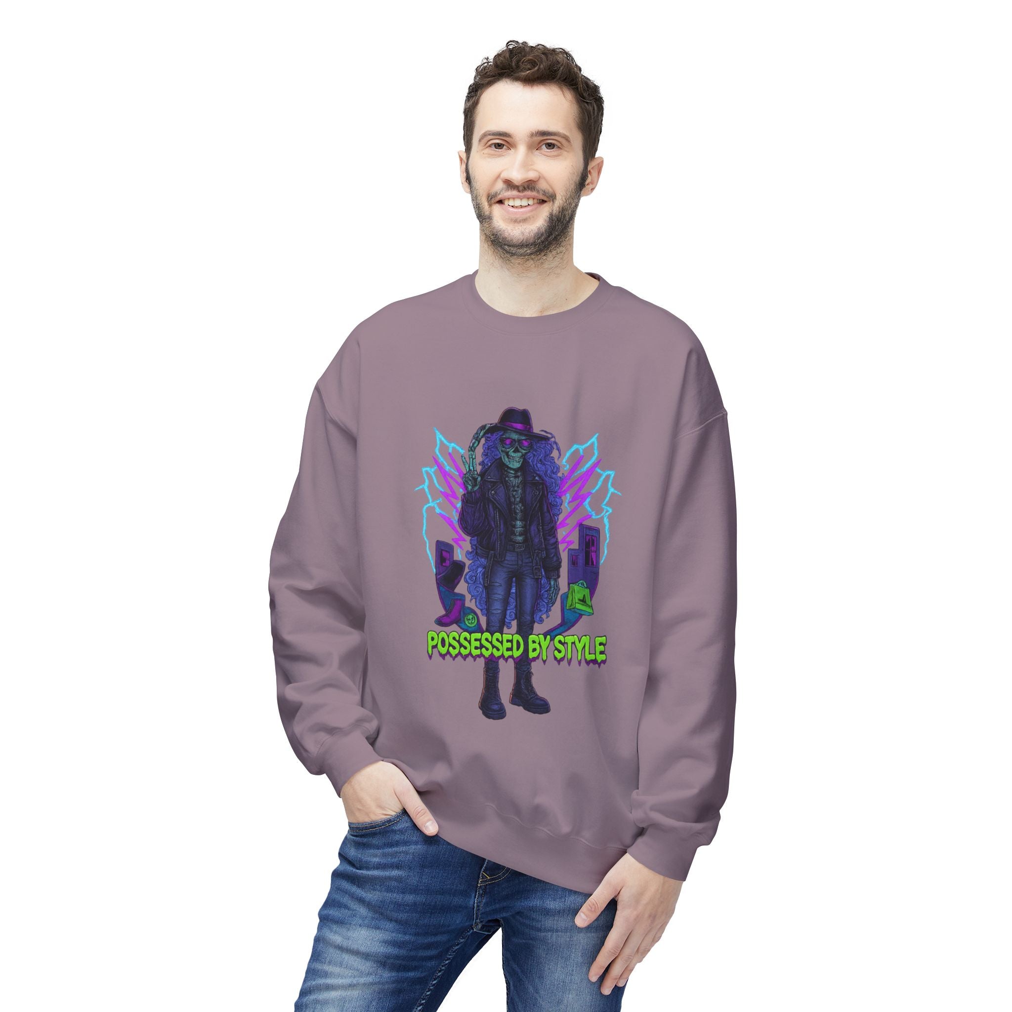 Possessed by Style 1 - Crewneck Unisex Sweatshirt - Cozy Halloween Apparel