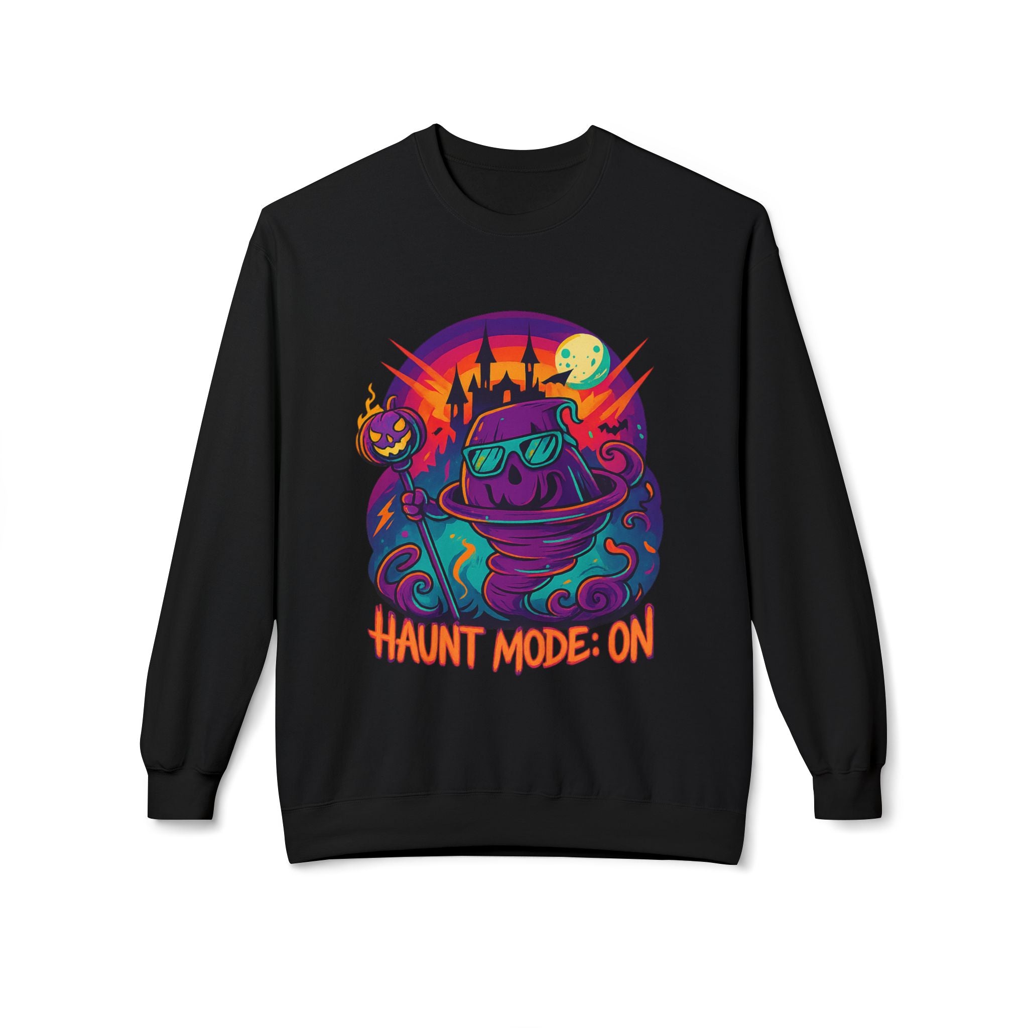 Haunt Mode ON 4 - Crewneck Unisex Sweatshirt - Cozy Halloween Apparel