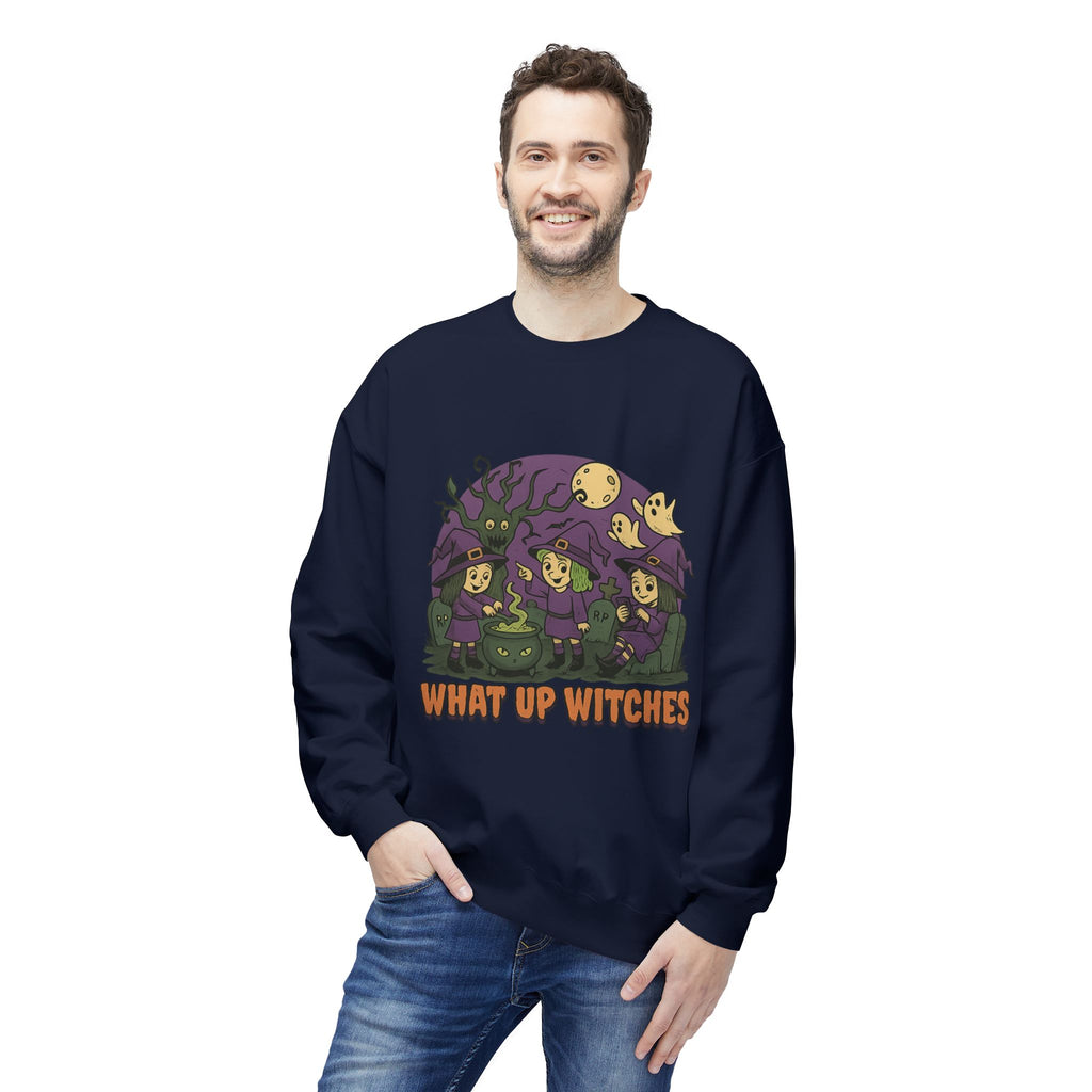 What Up Witches 2.2 - Crewneck Unisex Sweatshirt - Cozy Halloween Apparel