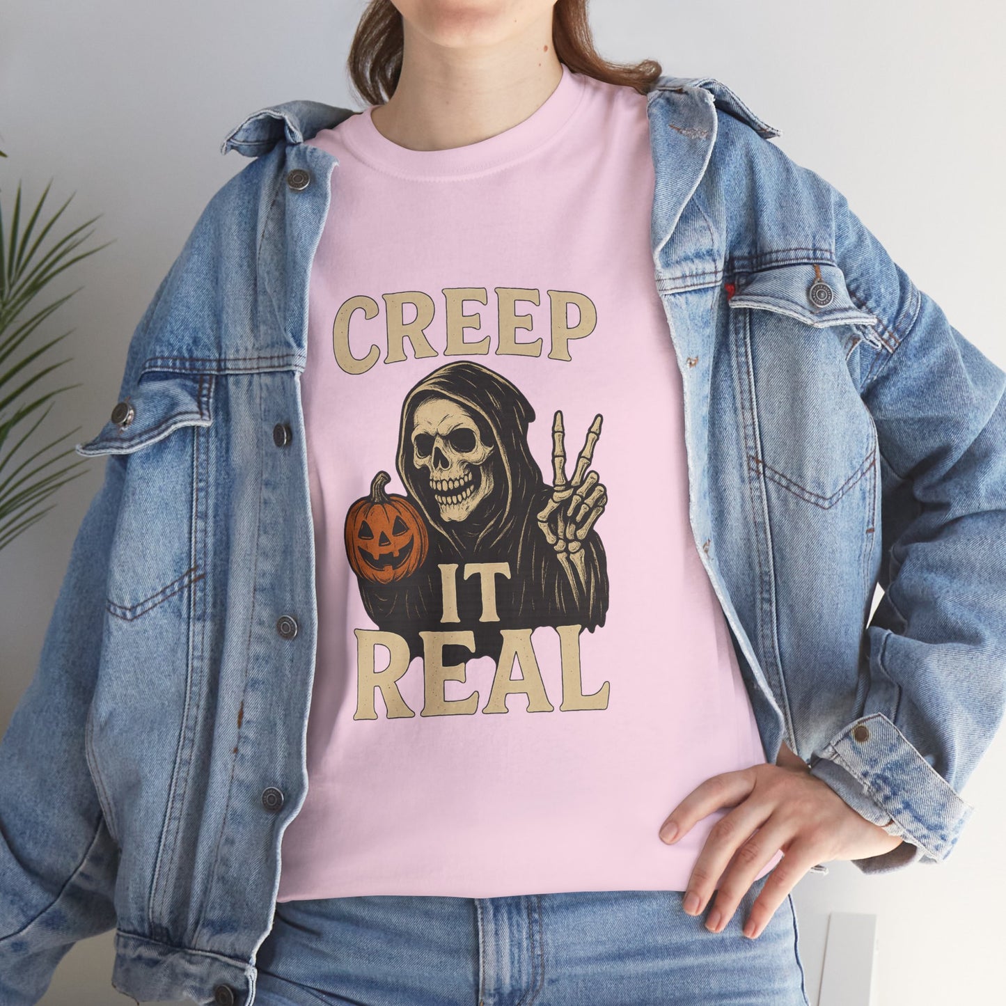 Creep It Real T-Shirt, Halloween Skull Graphic Tee, Unisex Cotton Shirt