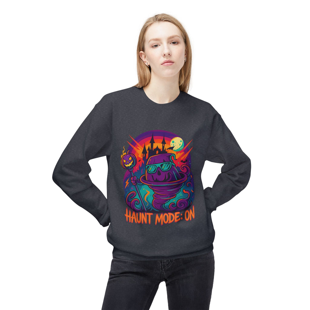 Haunt Mode ON 4 - Crewneck Unisex Sweatshirt - Cozy Halloween Apparel
