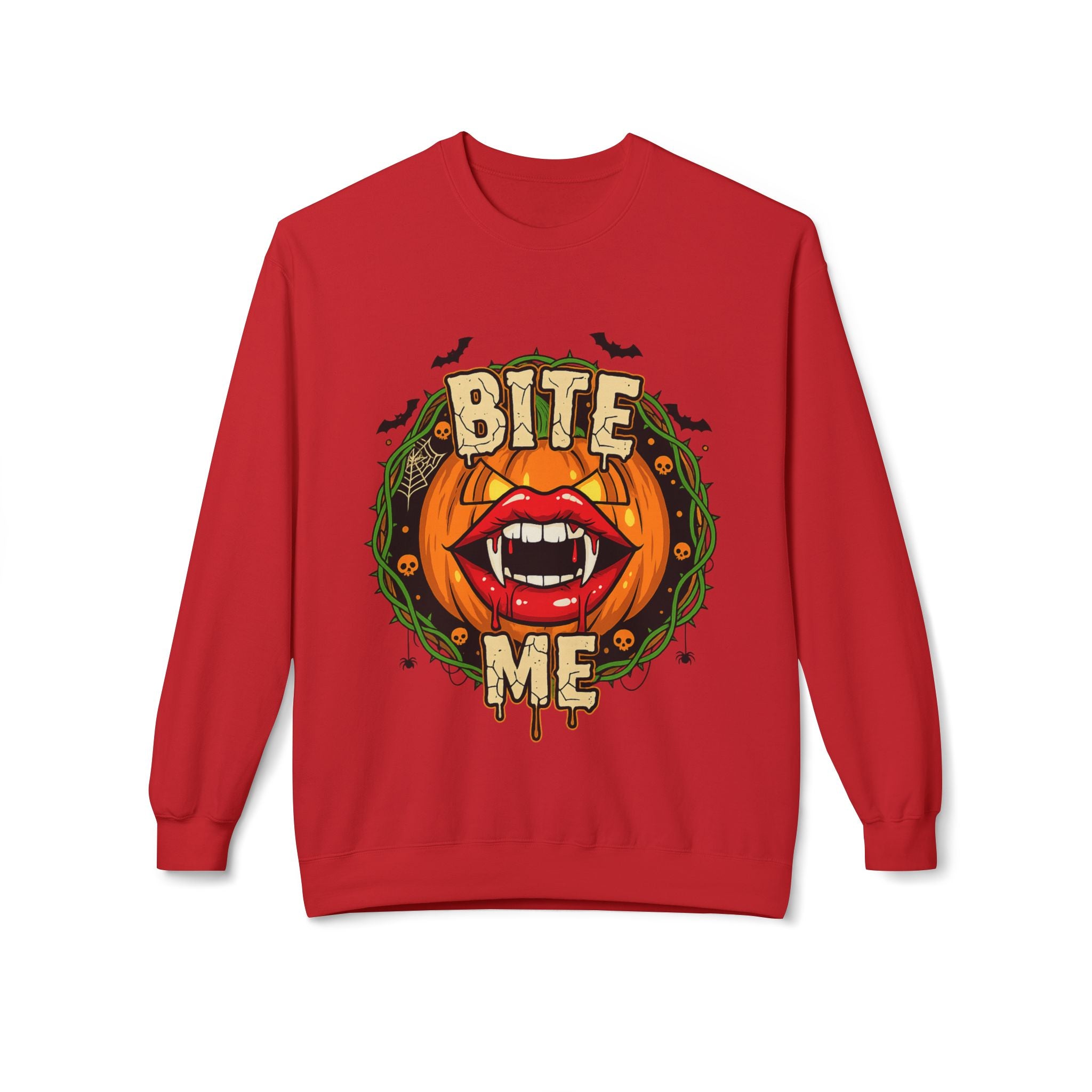 Bite Me 1 - Gothic Witch Crewneck Unisex Sweatshirt - Cozy Halloween Apparel