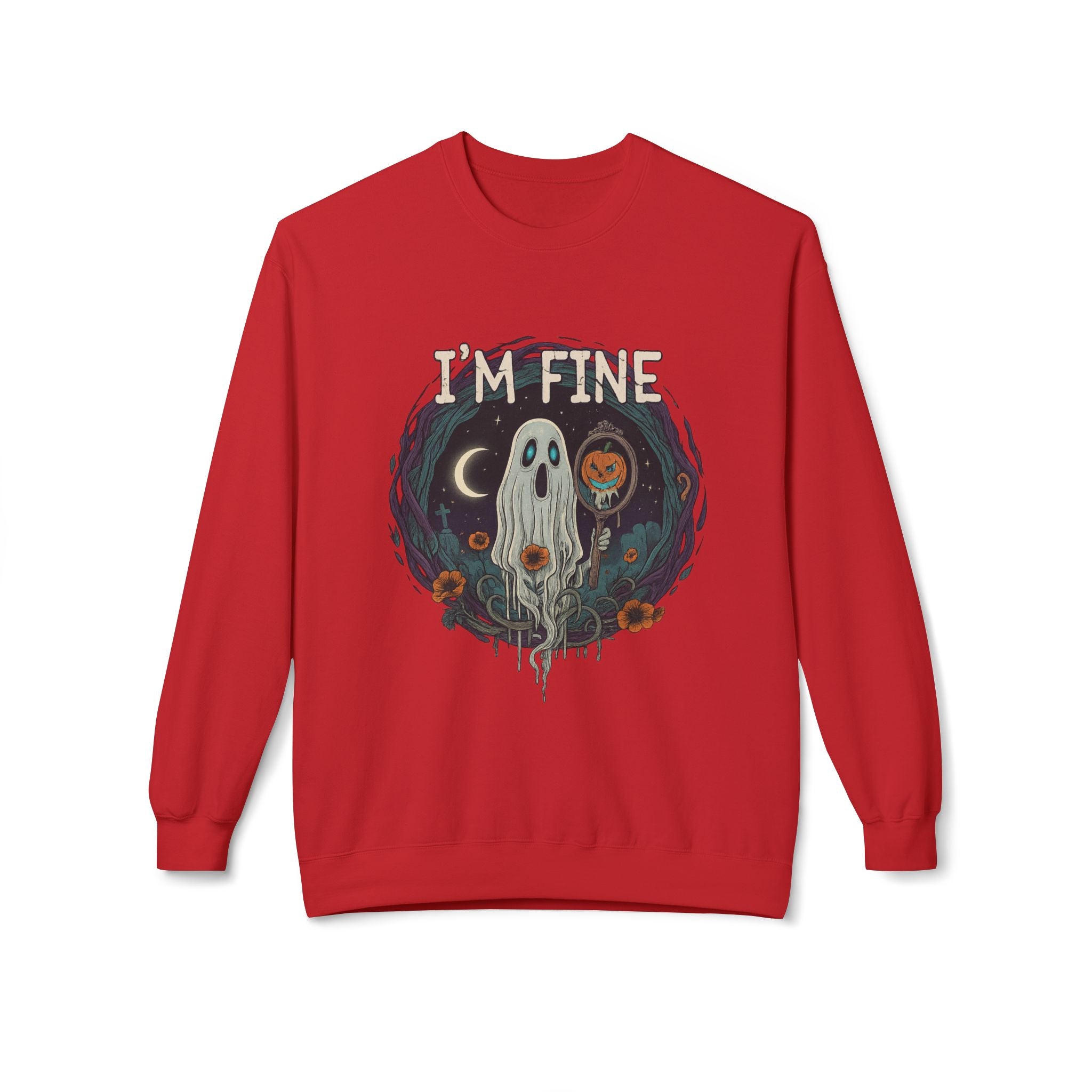 I'm Fine 2 - Crewneck Unisex Sweatshirt - Cozy Halloween Apparel