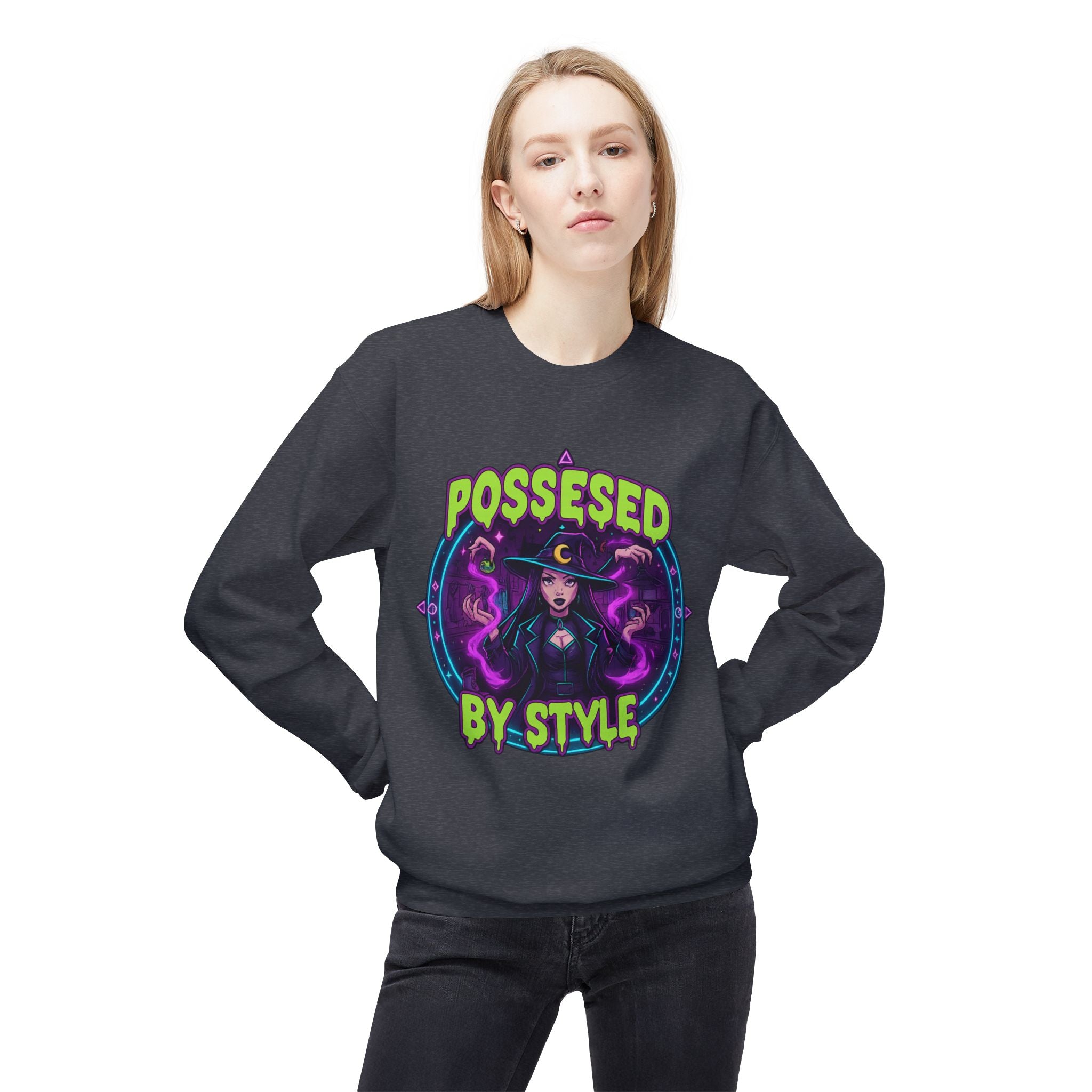 Possessed by Style 2 - Crewneck Unisex Sweatshirt - Cozy Halloween Apparel